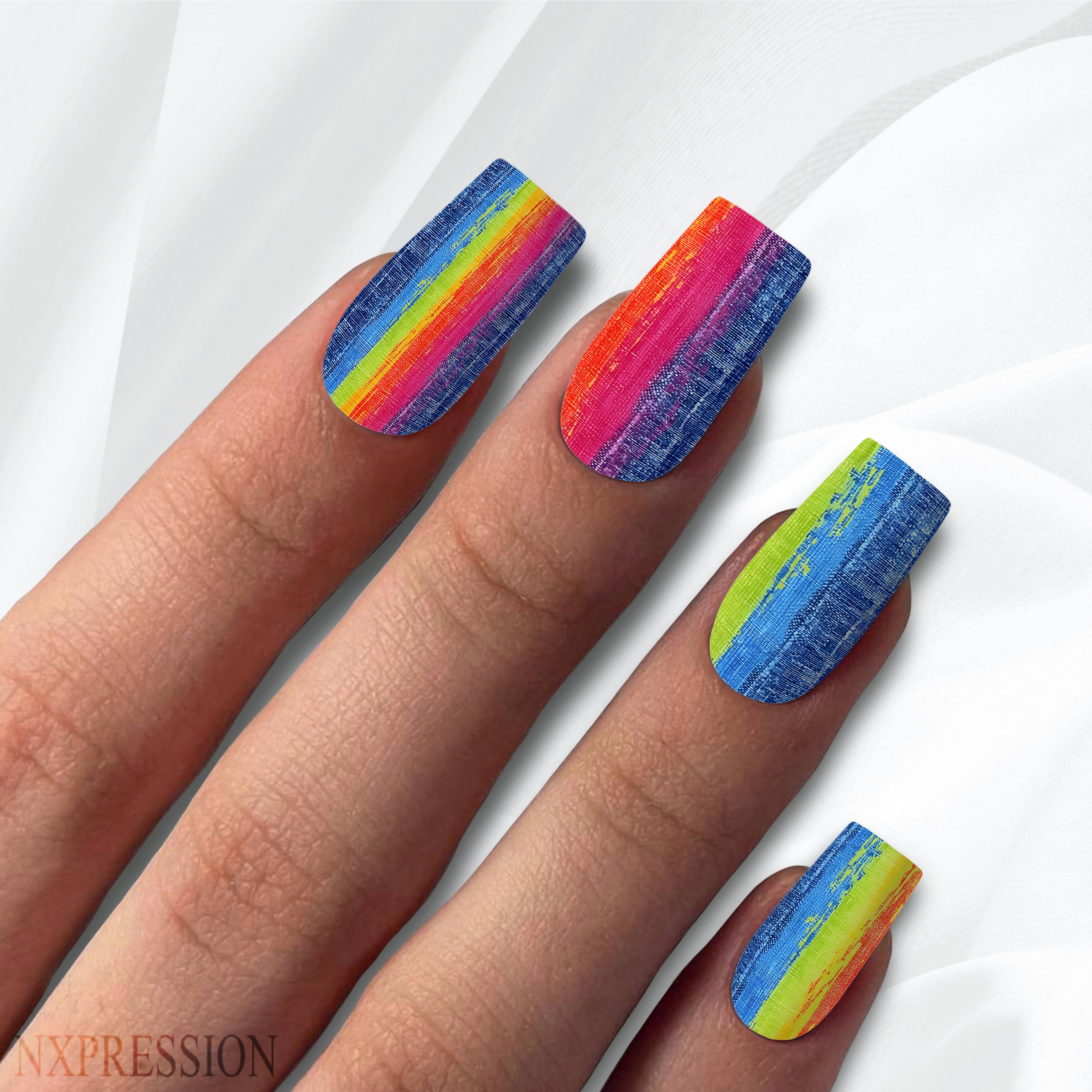 Denim Rainbow Nail Wraps