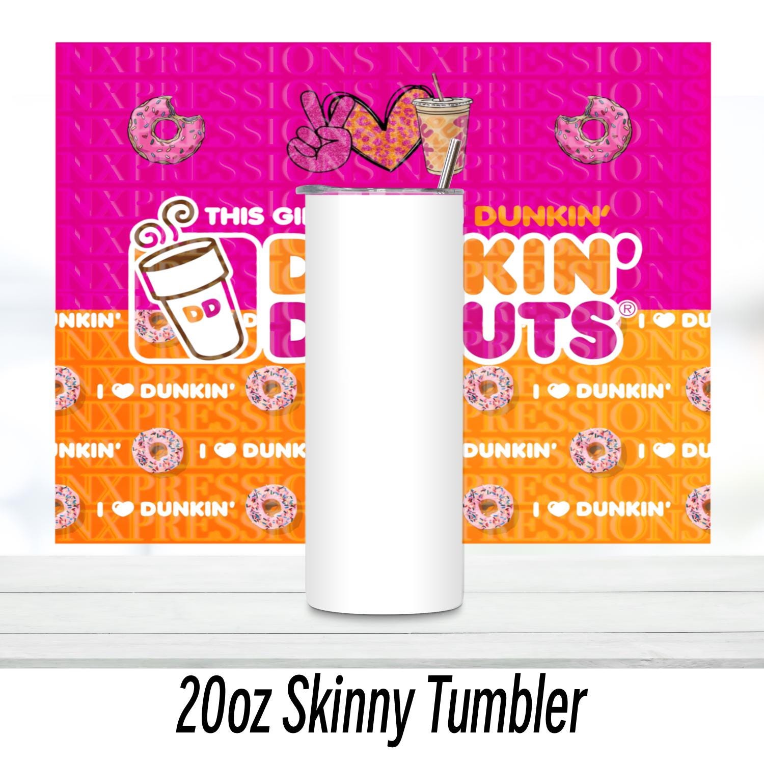 Dunkie Junkie Glitter : 20oz Sublimated Tumbler