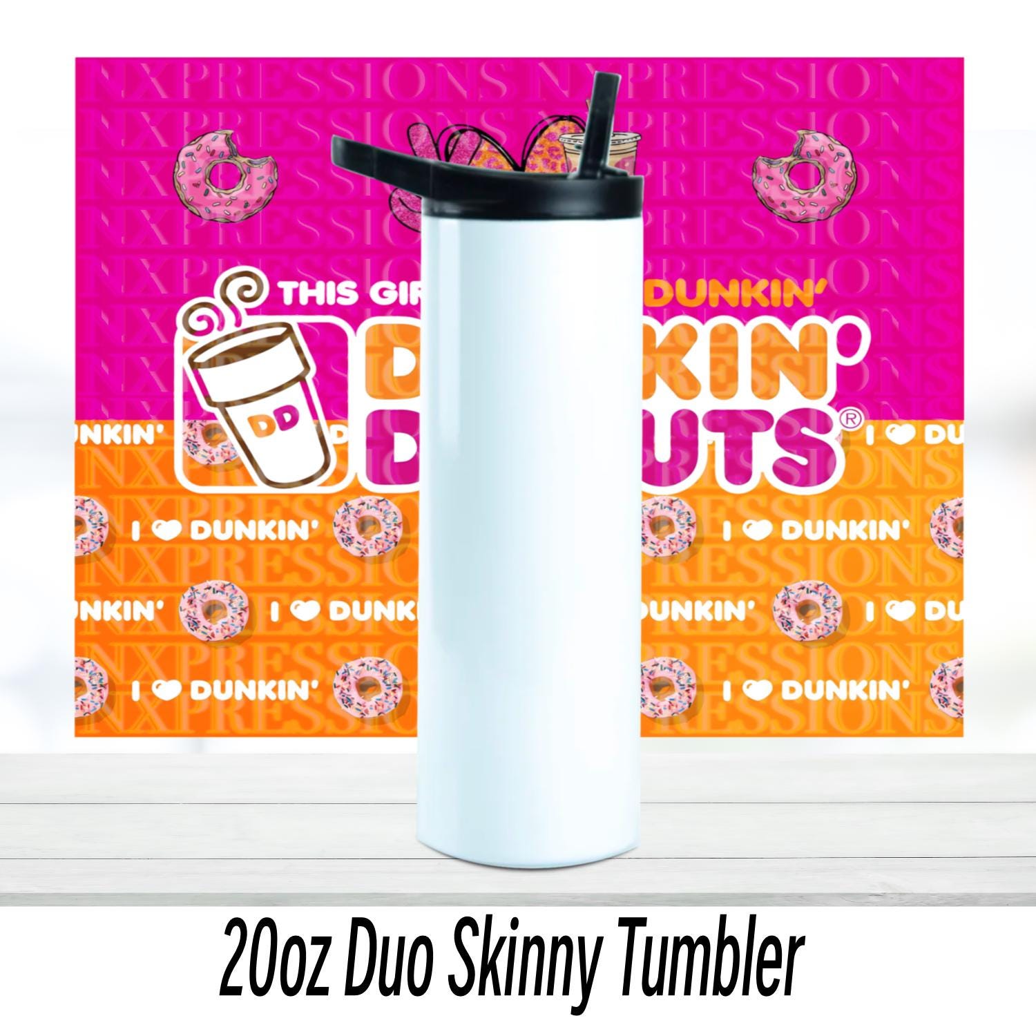 Dunkie Junkie Glitter : 20oz Sublimated Tumbler