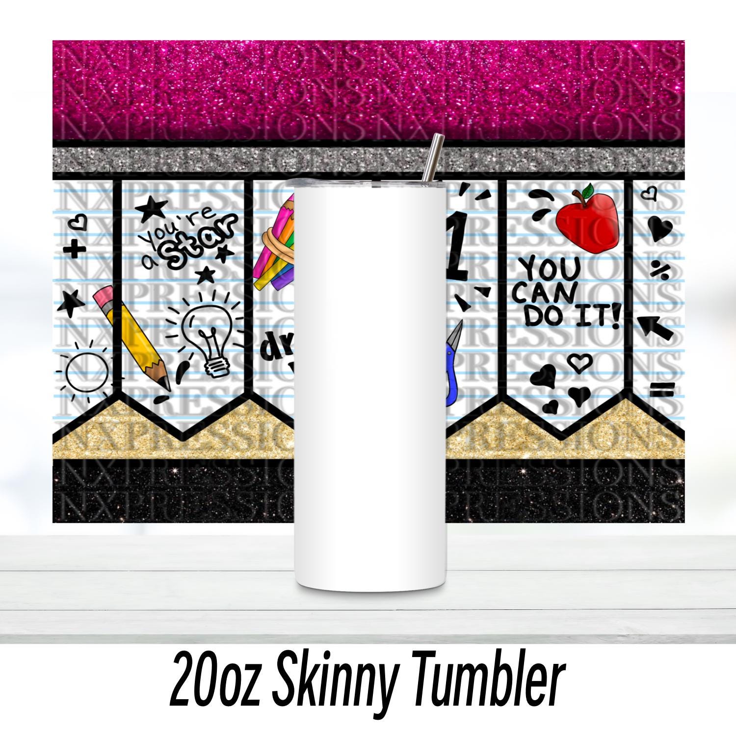 Teacher Pencil Tumbler: 20oz Glitter Holographic School Gift