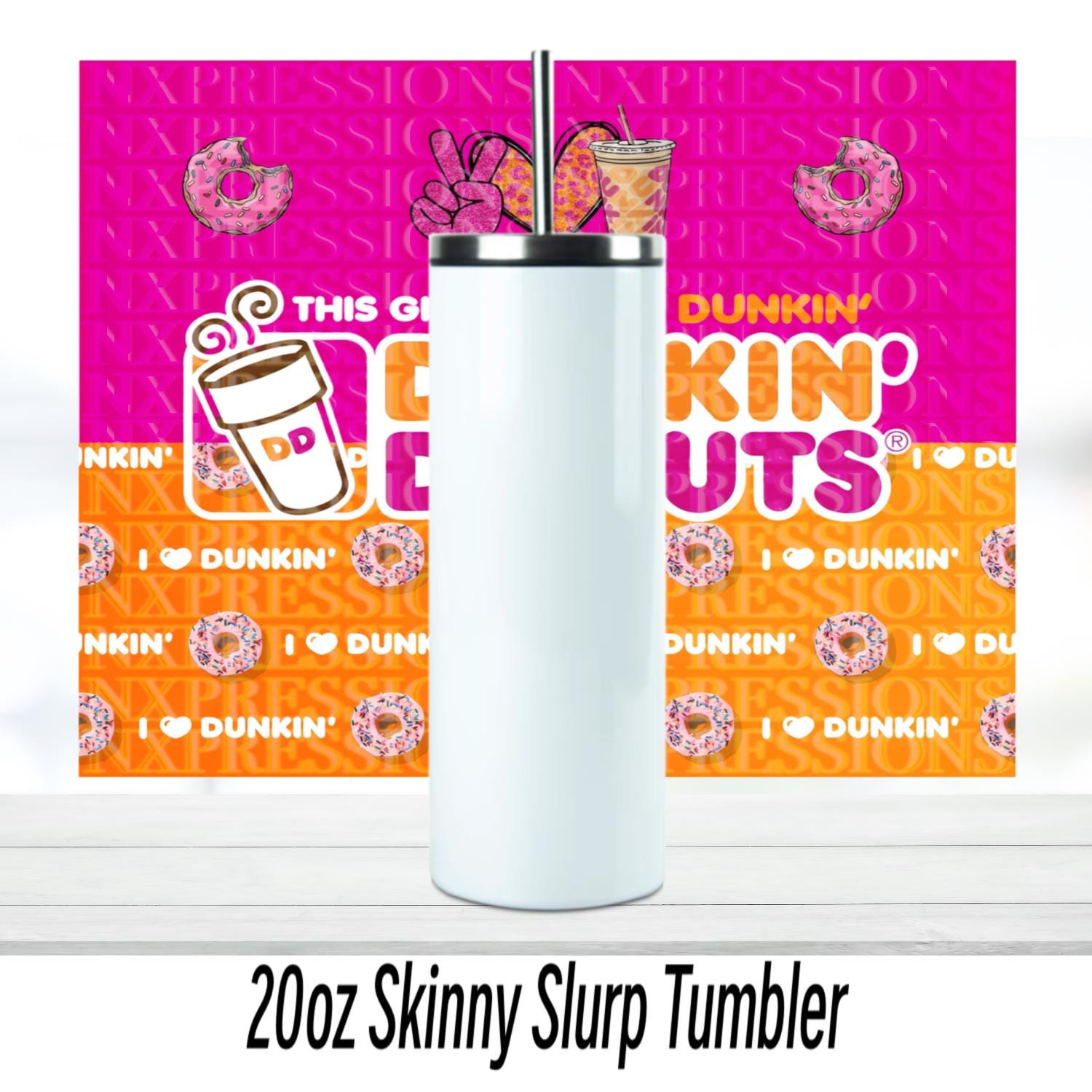 Dunkie Junkie Glitter : 20oz Sublimated Tumbler