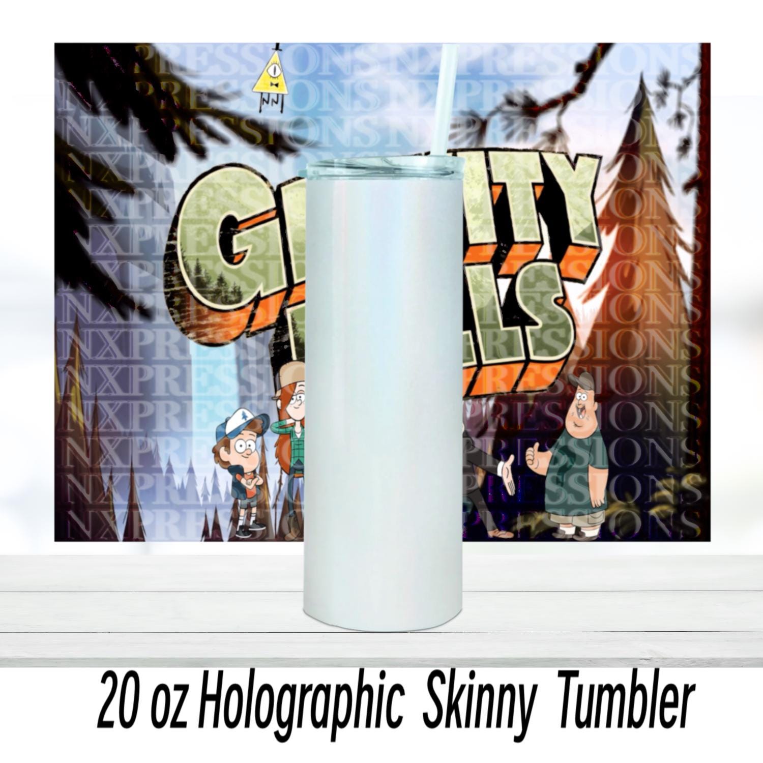 Gravity Falls Tumbler: 20oz Skinny, Holographic or Duo