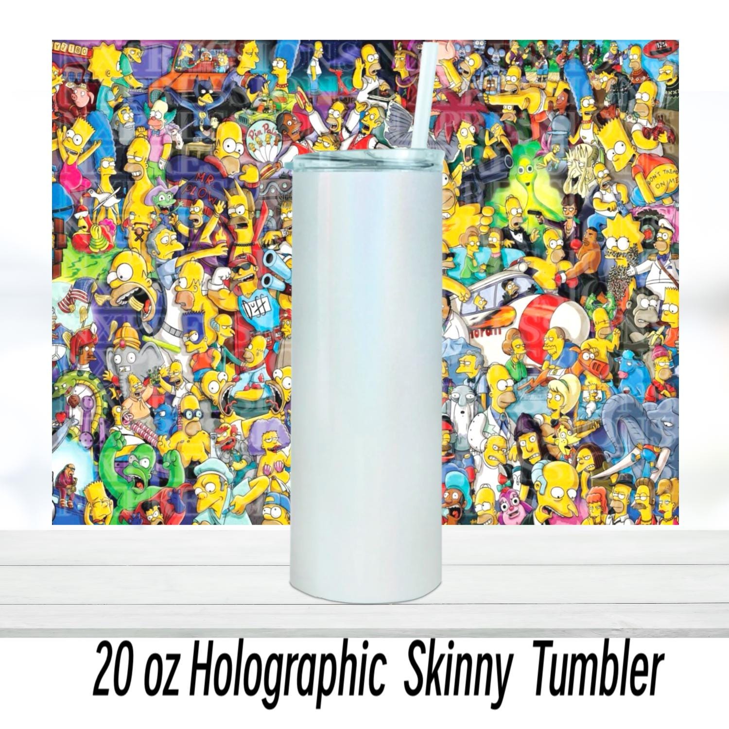 Cartoon Collage 20oz Tumbler | Duo Tumbler | Glitter Tumbler | Holographic Tumbler | Gift