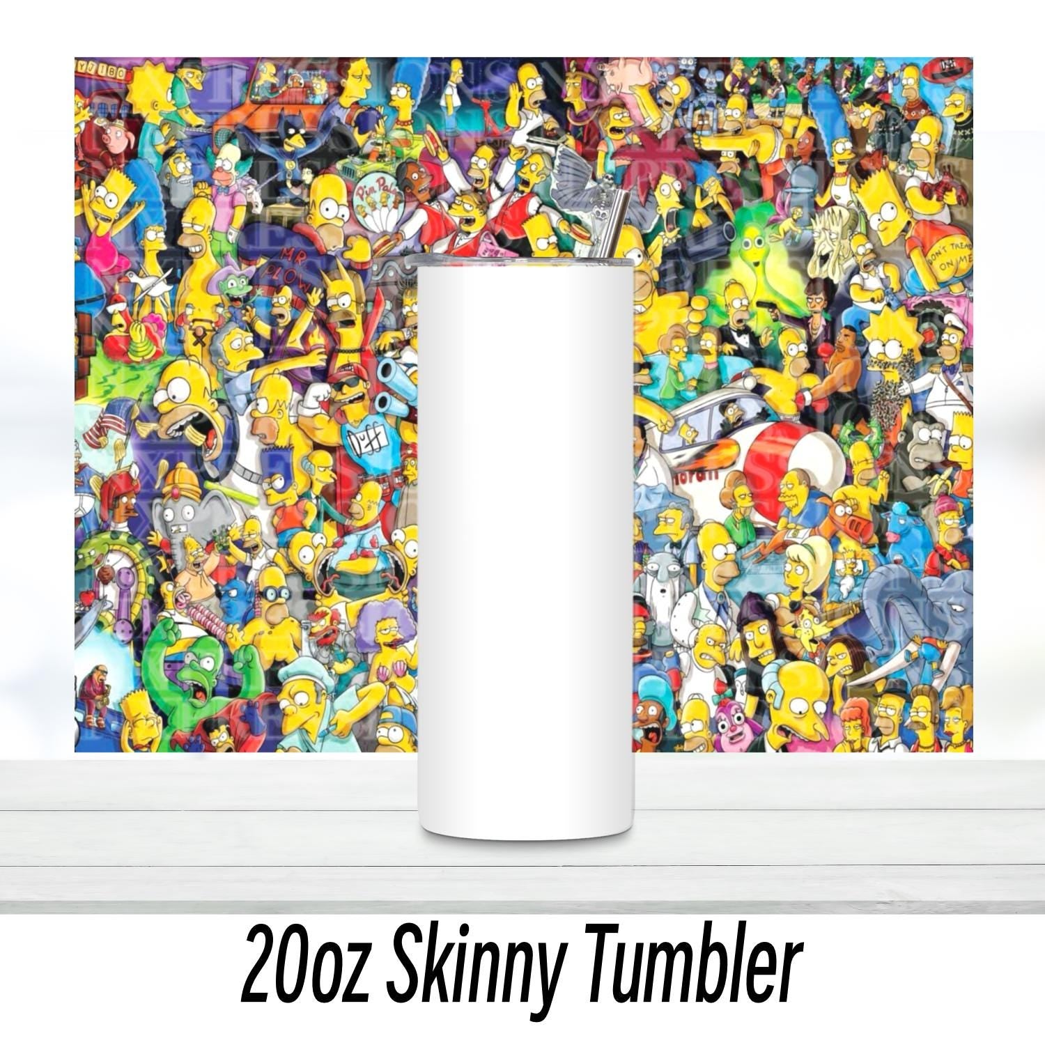Cartoon Collage 20oz Tumbler | Duo Tumbler | Glitter Tumbler | Holographic Tumbler | Gift