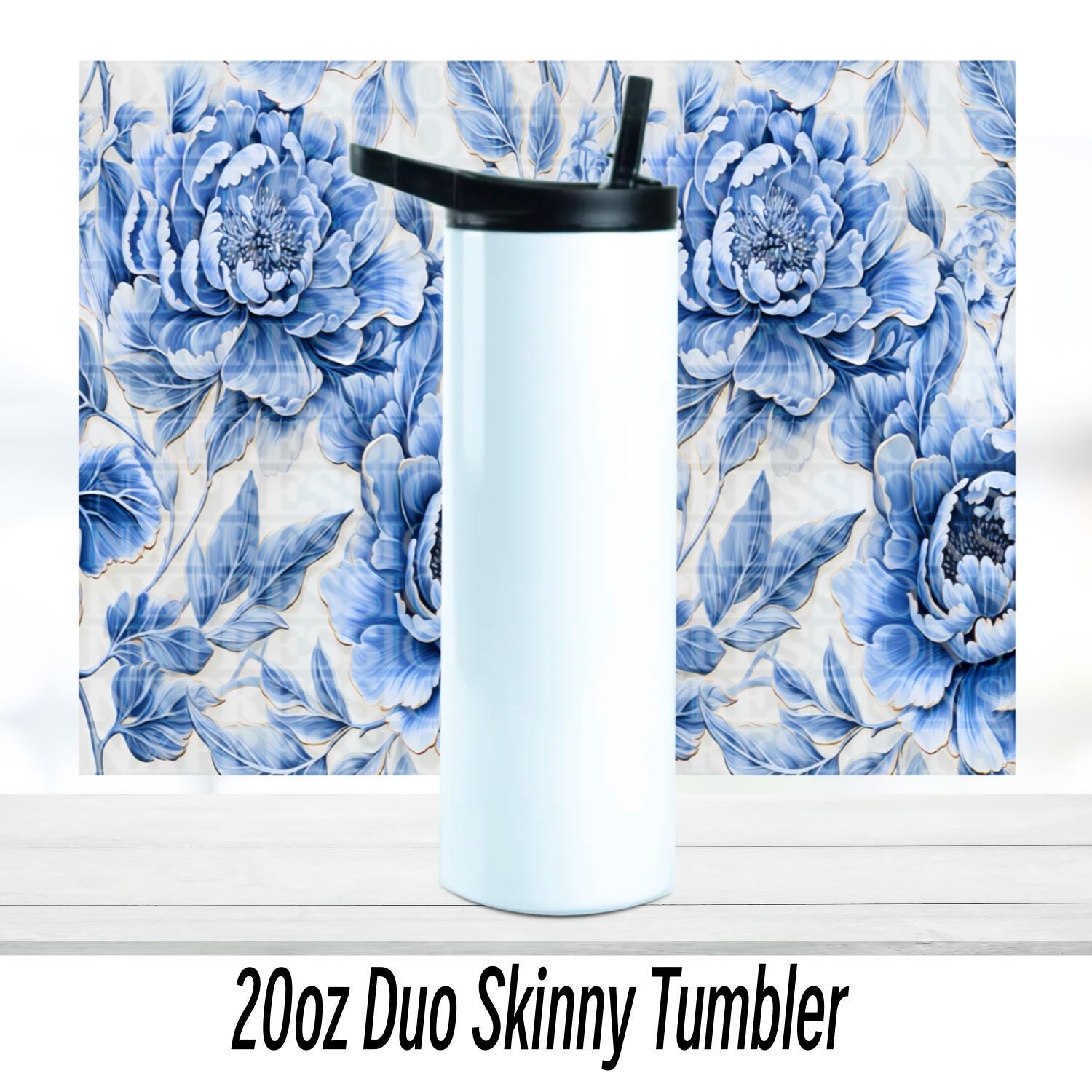 Toile De Jouy Tumbler: 20oz Skinny Travel Cup