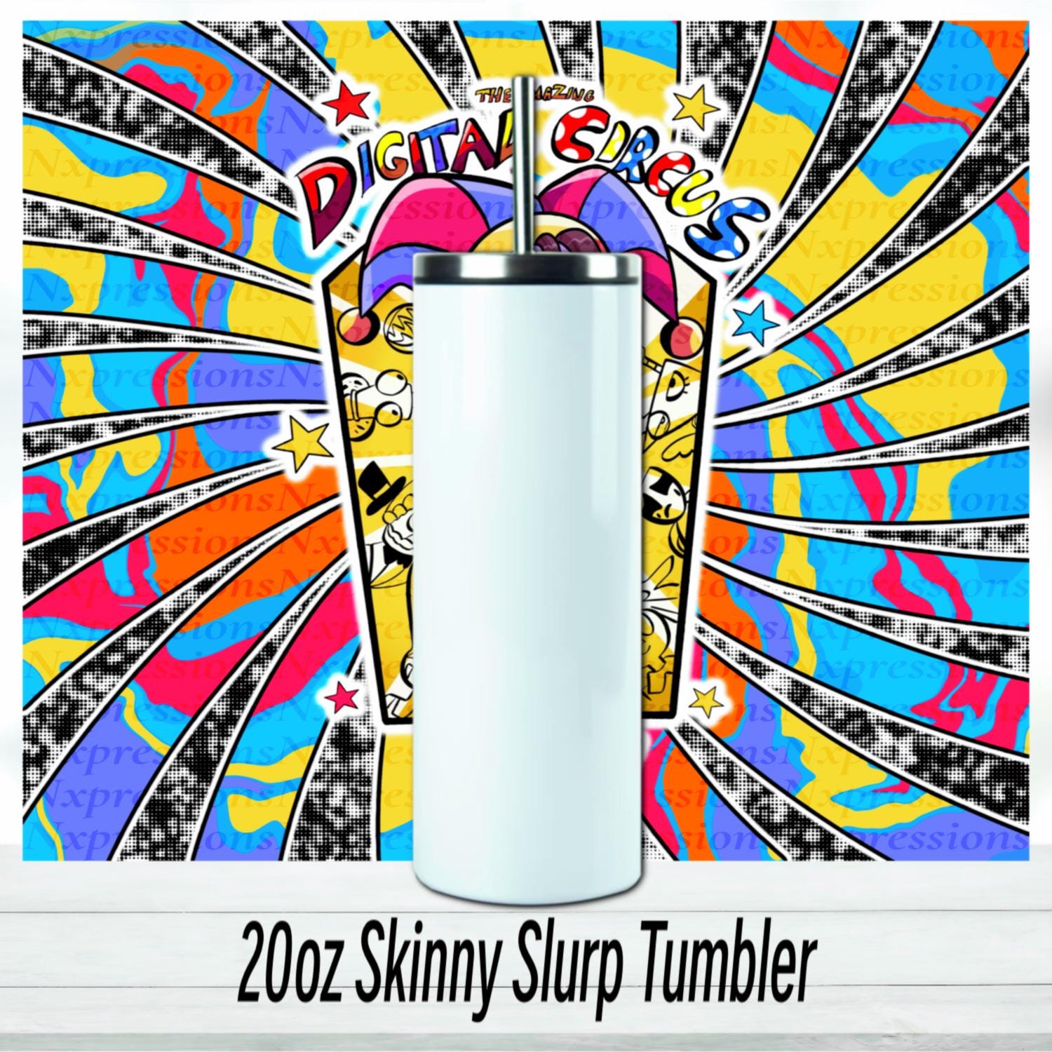 Pomni Digital Circus Tumbler: 20oz Sublimated Travel Cup