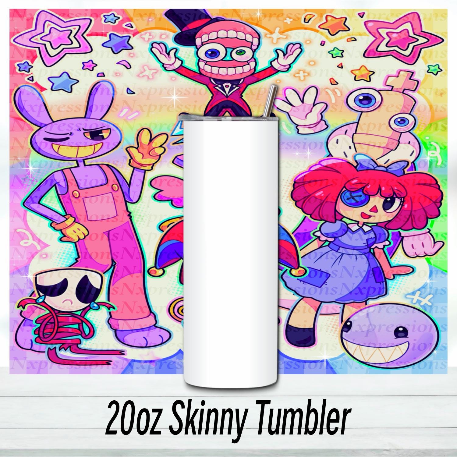 Kawaii Vibe Digital Circus Tumbler: 20oz Sublimated Travel Cup