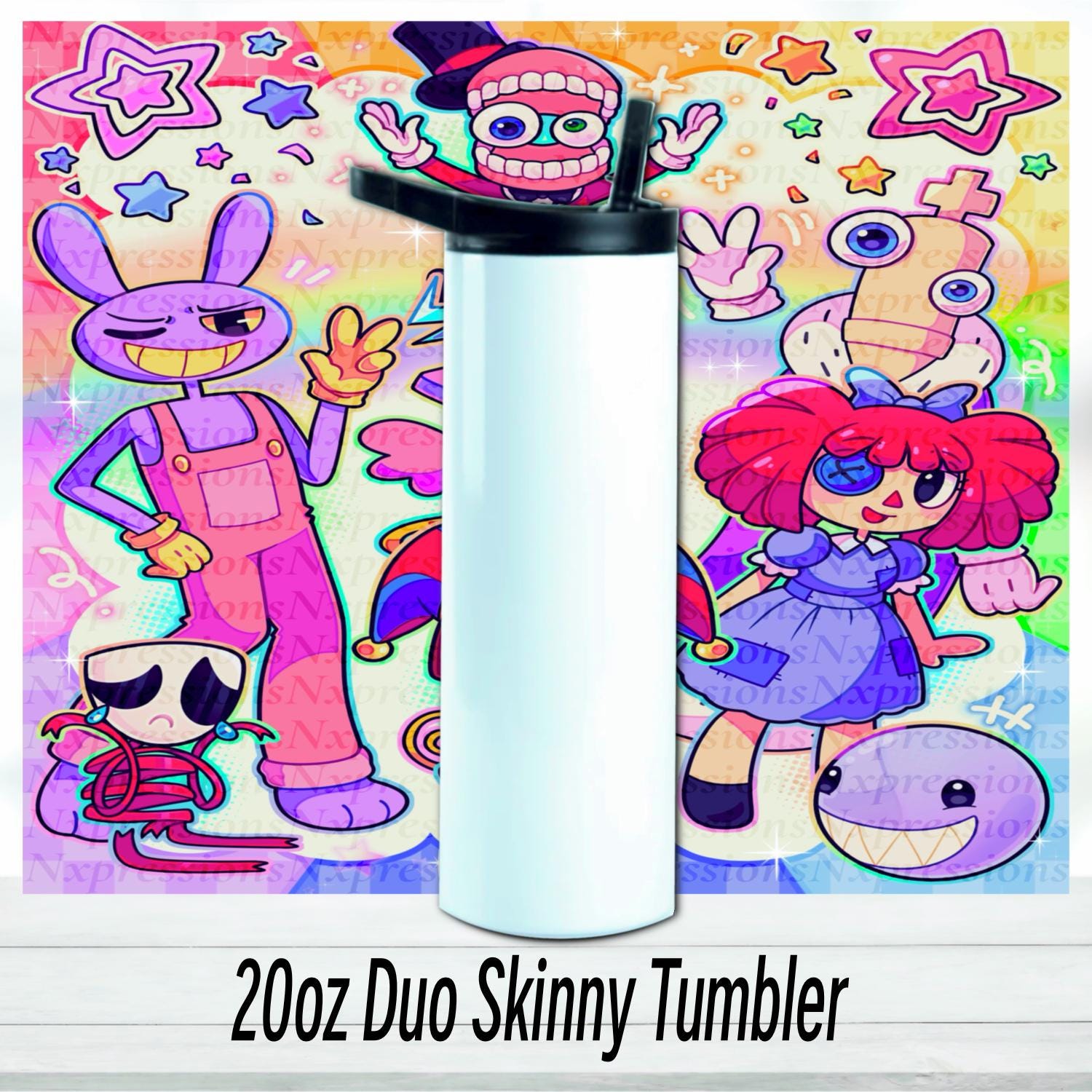 Kawaii Vibe Digital Circus Tumbler: 20oz Sublimated Travel Cup