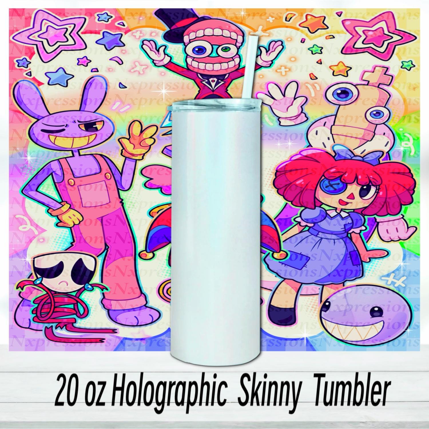 Kawaii Vibe Digital Circus Tumbler: 20oz Sublimated Travel Cup