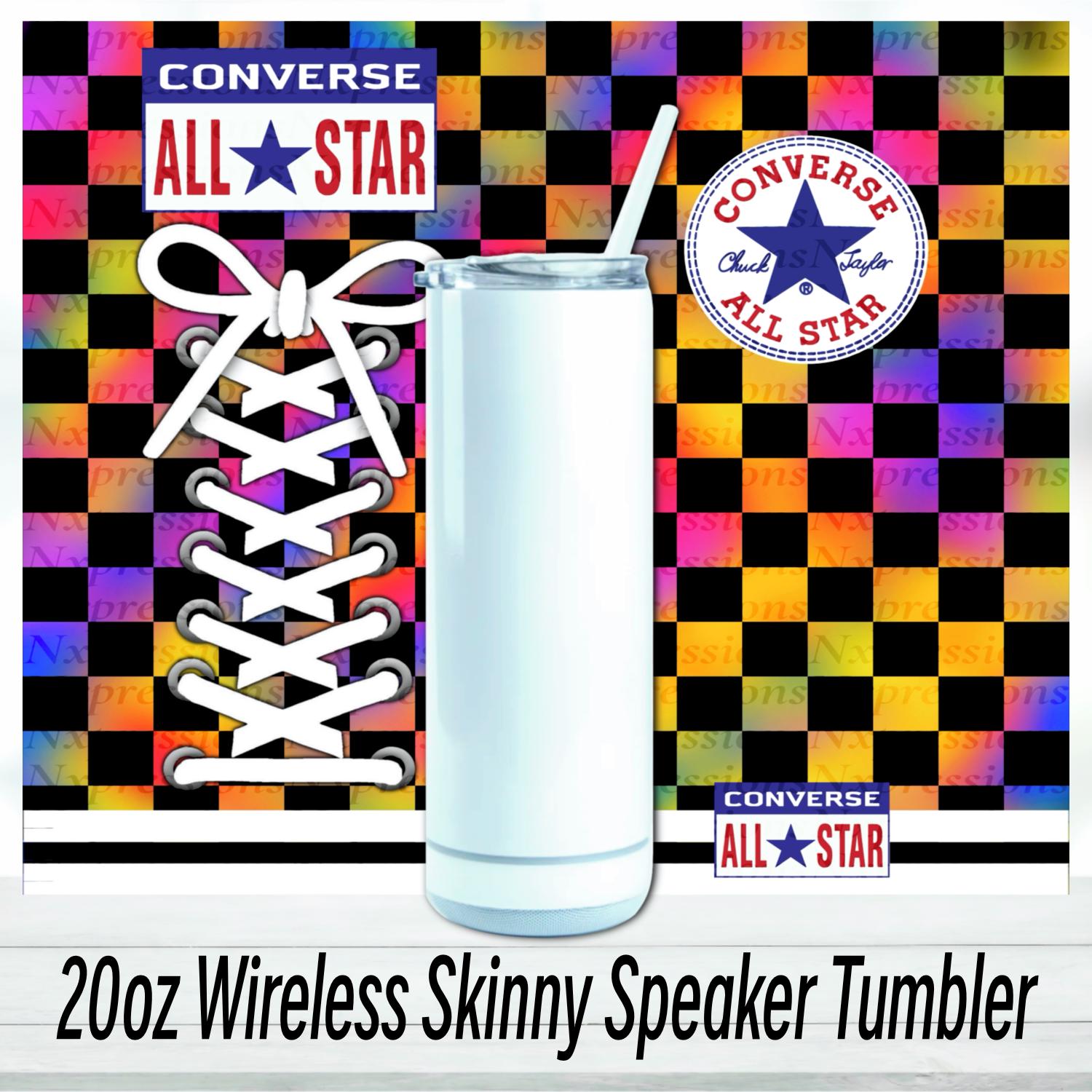 Rainbow checker Converse Tumbler : 20oz Sublimated Travel Cup
