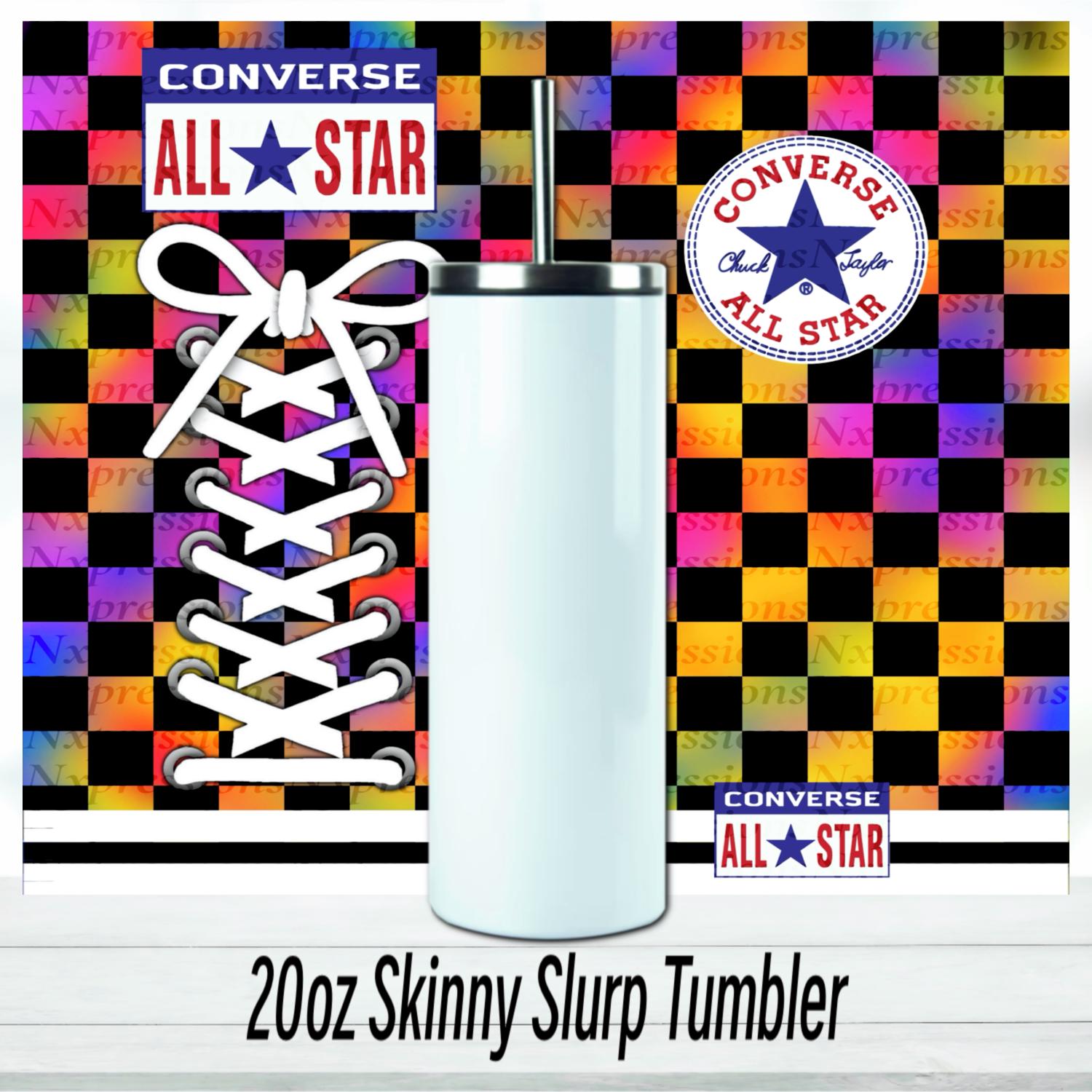 Rainbow checker Converse Tumbler : 20oz Sublimated Travel Cup