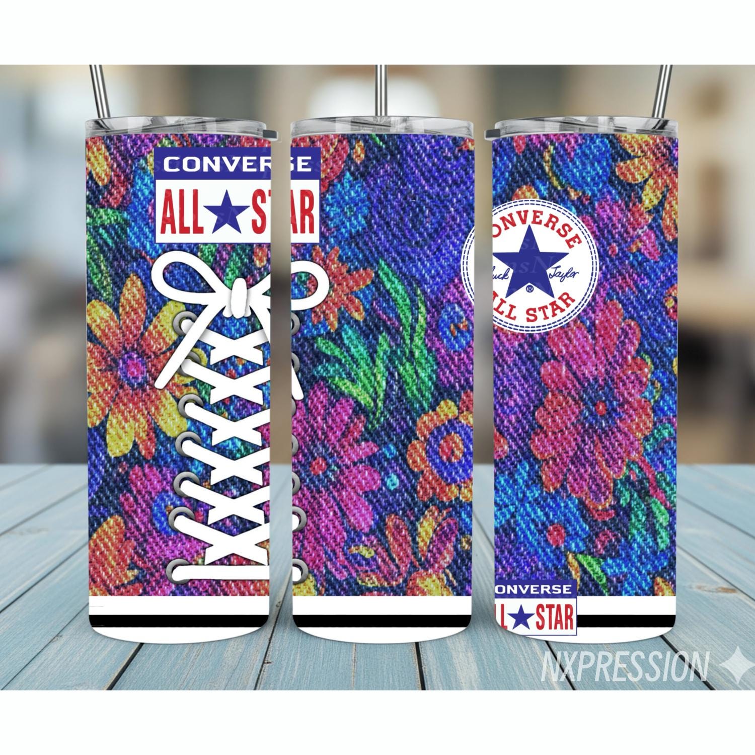 Floral Converse Tumbler : 20oz Sublimated Travel Cup