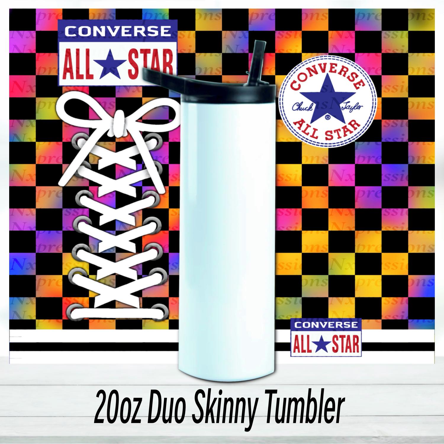 Rainbow checker Converse Tumbler : 20oz Sublimated Travel Cup