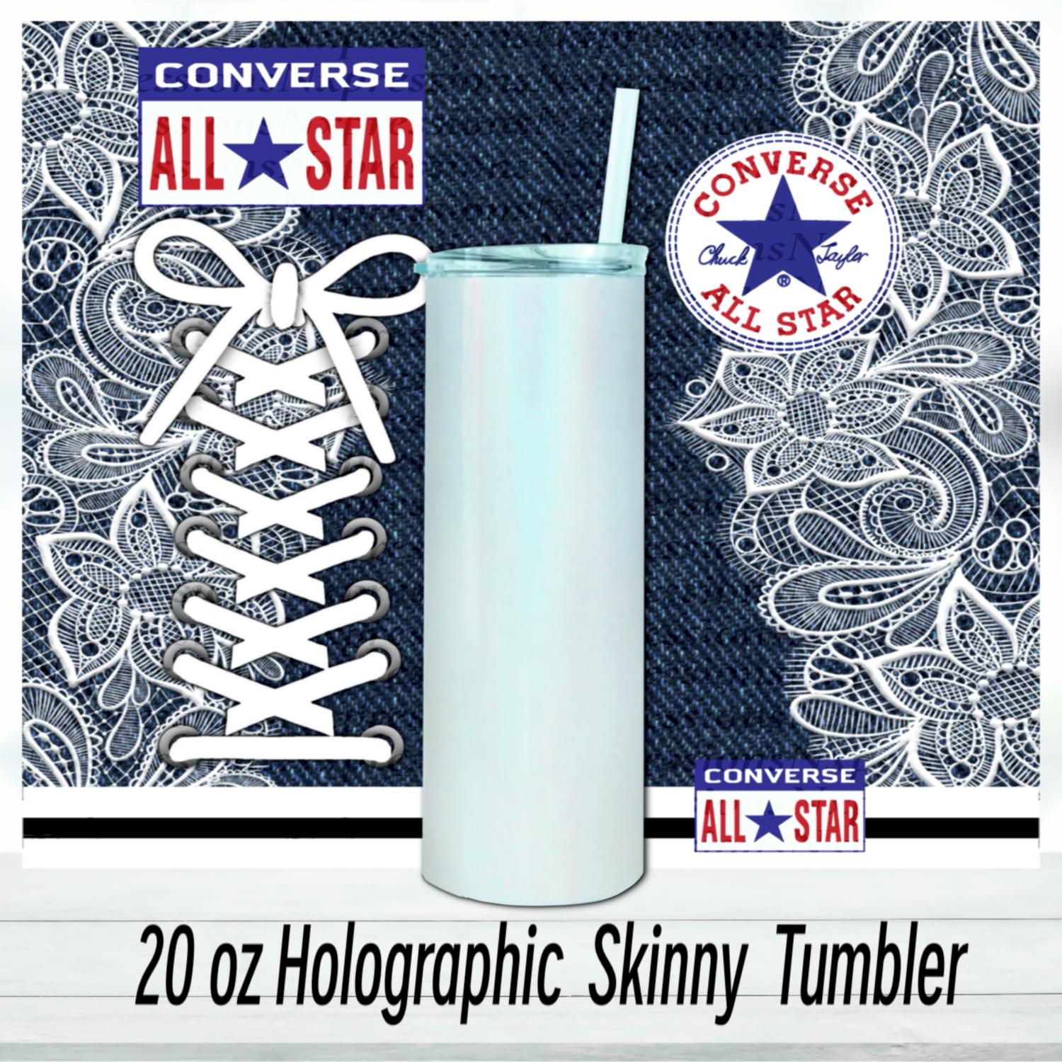 Denim Lace Converse Tumbler : 20oz Sublimated Travel Cup