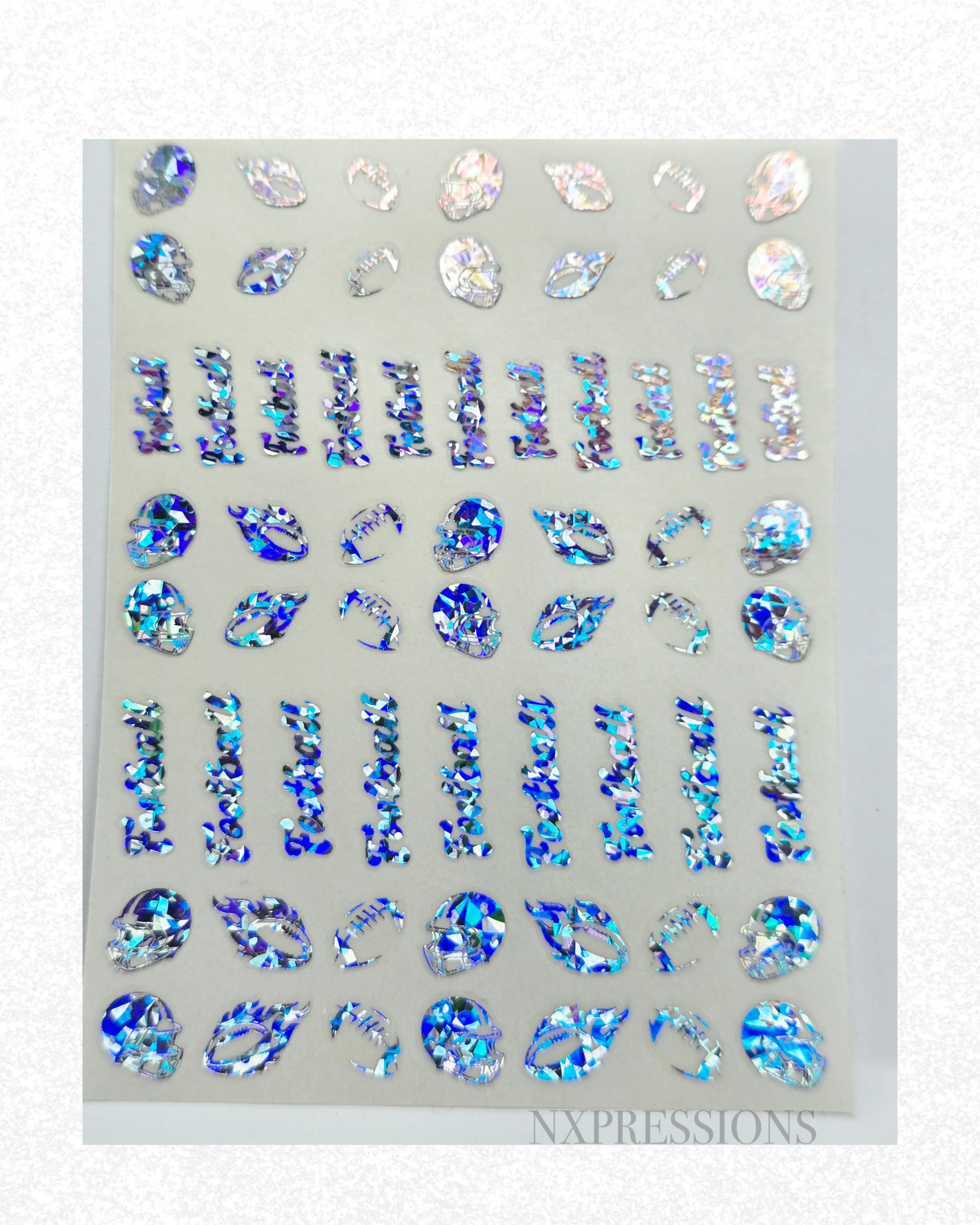 Foil Football Nail Art Stickers | Multiple Color Options