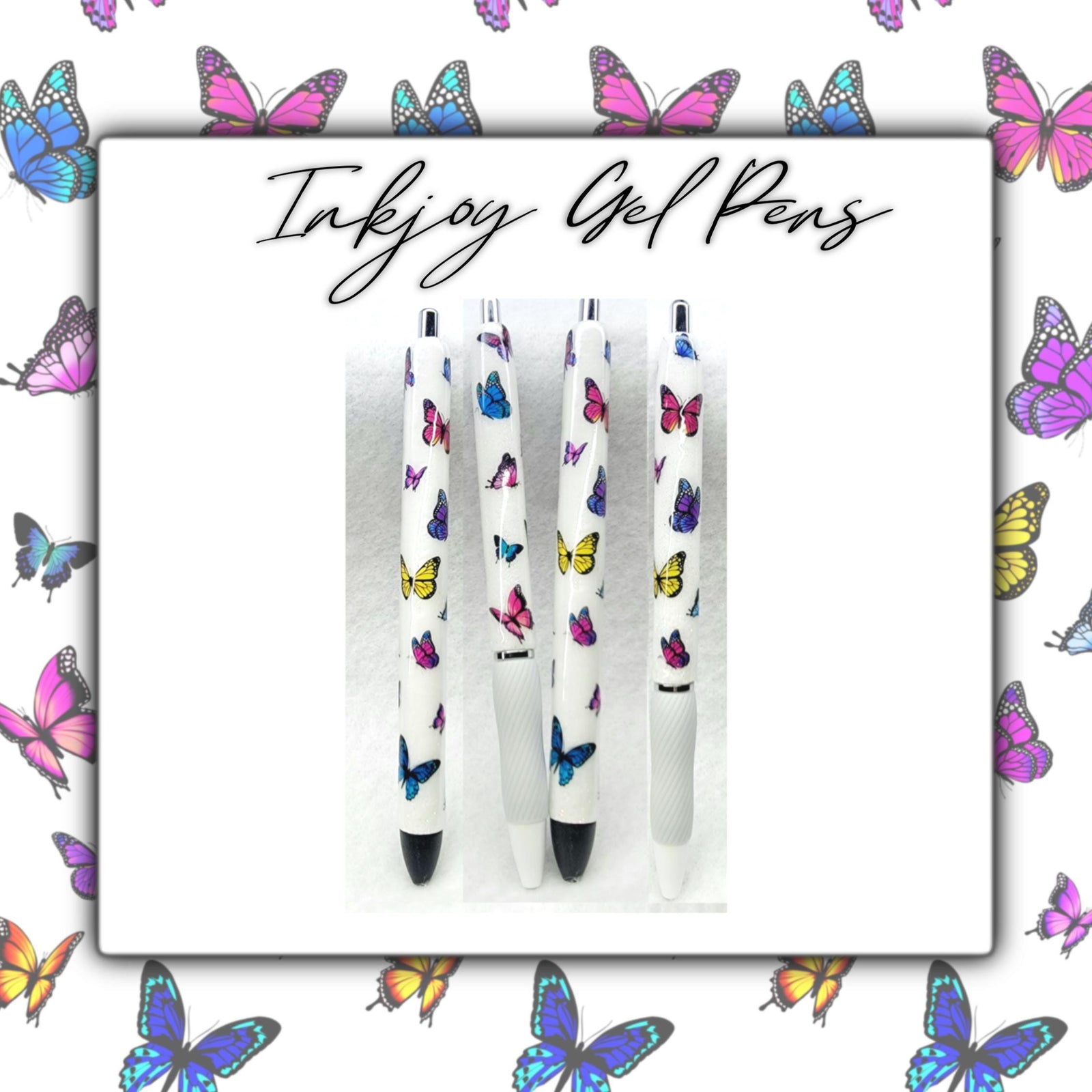 Personalized Butterfly Glitter Pen | Refillable Sparkle Pens - Inkjoy Gel