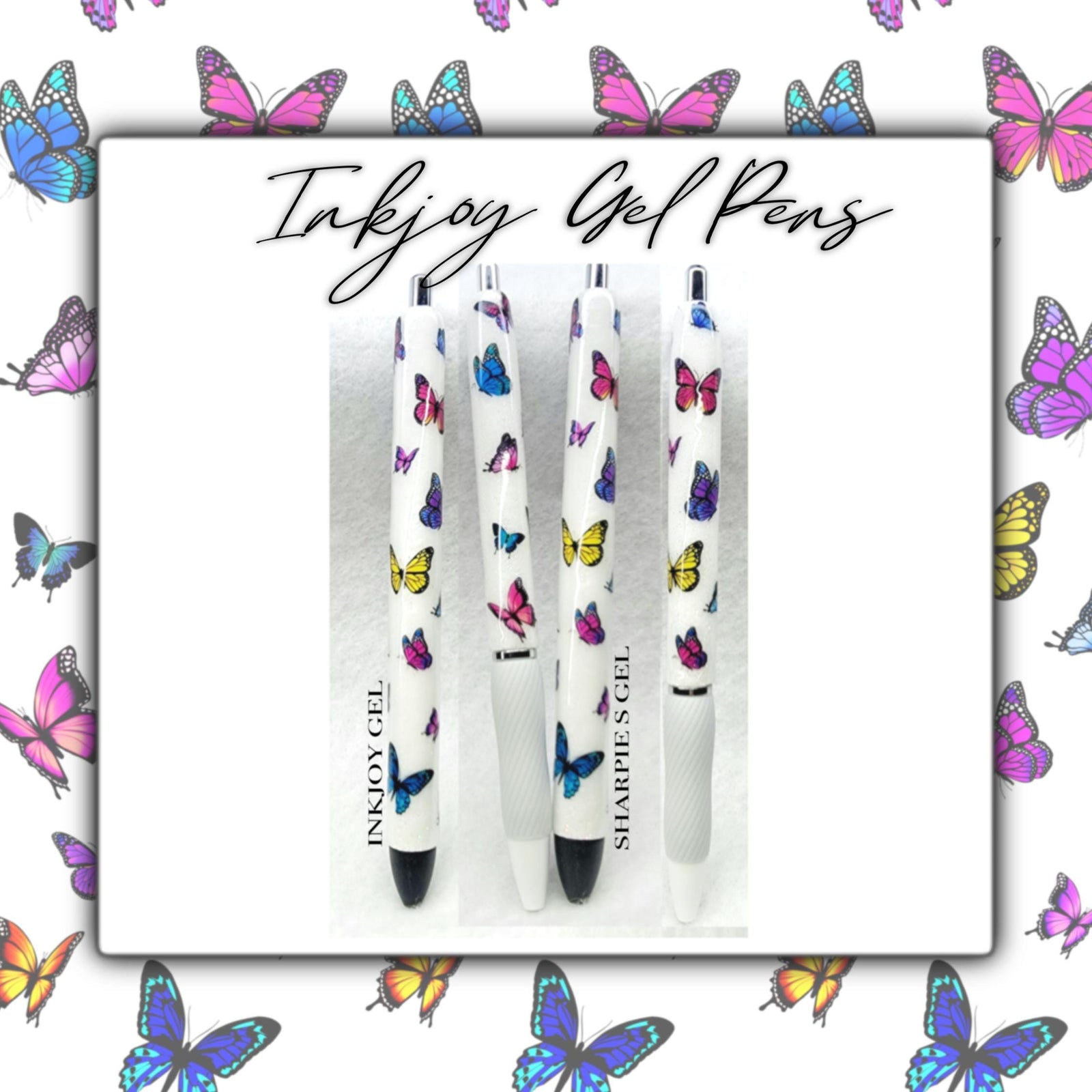 Personalized Butterfly Glitter Pen | Refillable Sparkle Pens - Inkjoy Gel