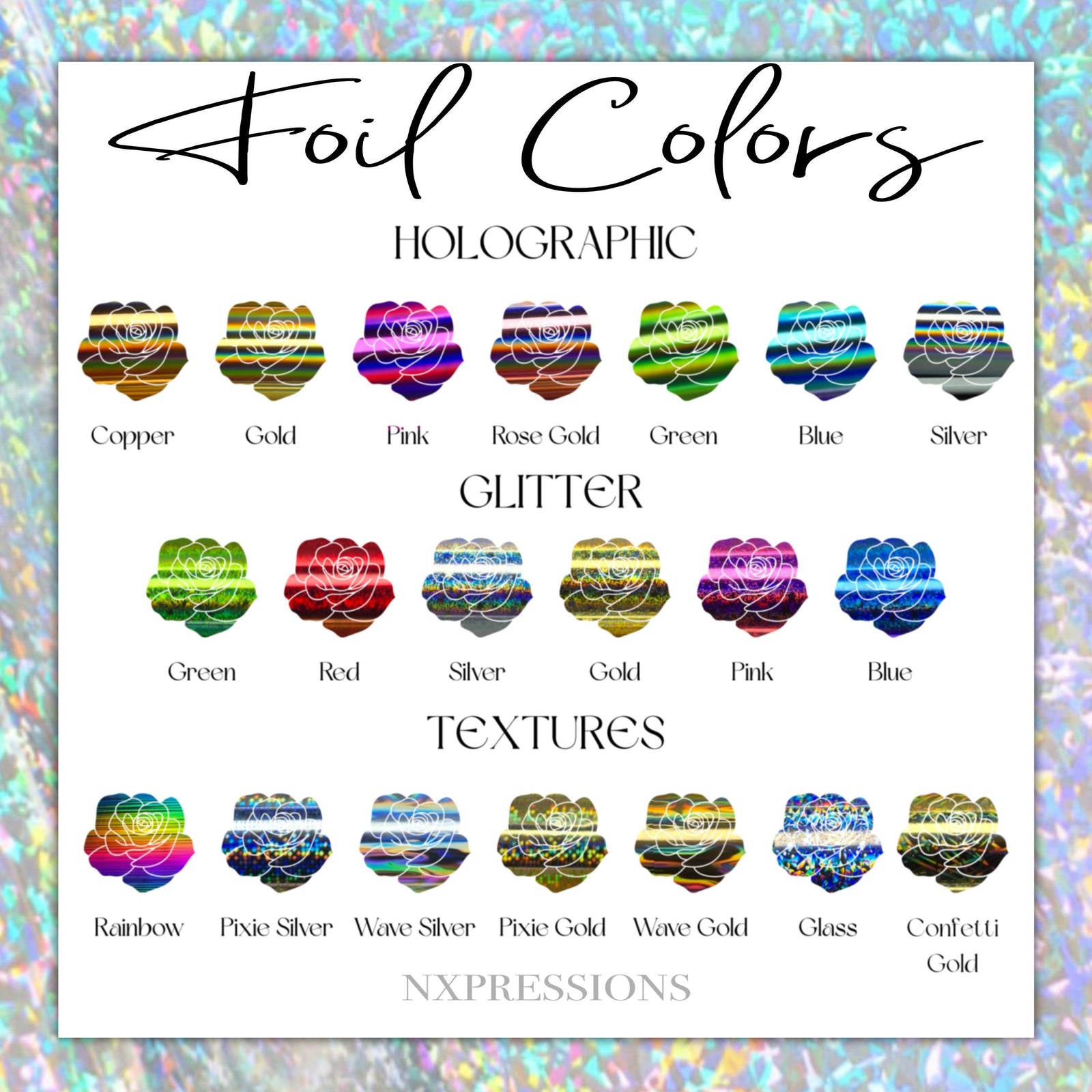 Baby Shower Foiled Nail Art Stickers | Multiple Color Options