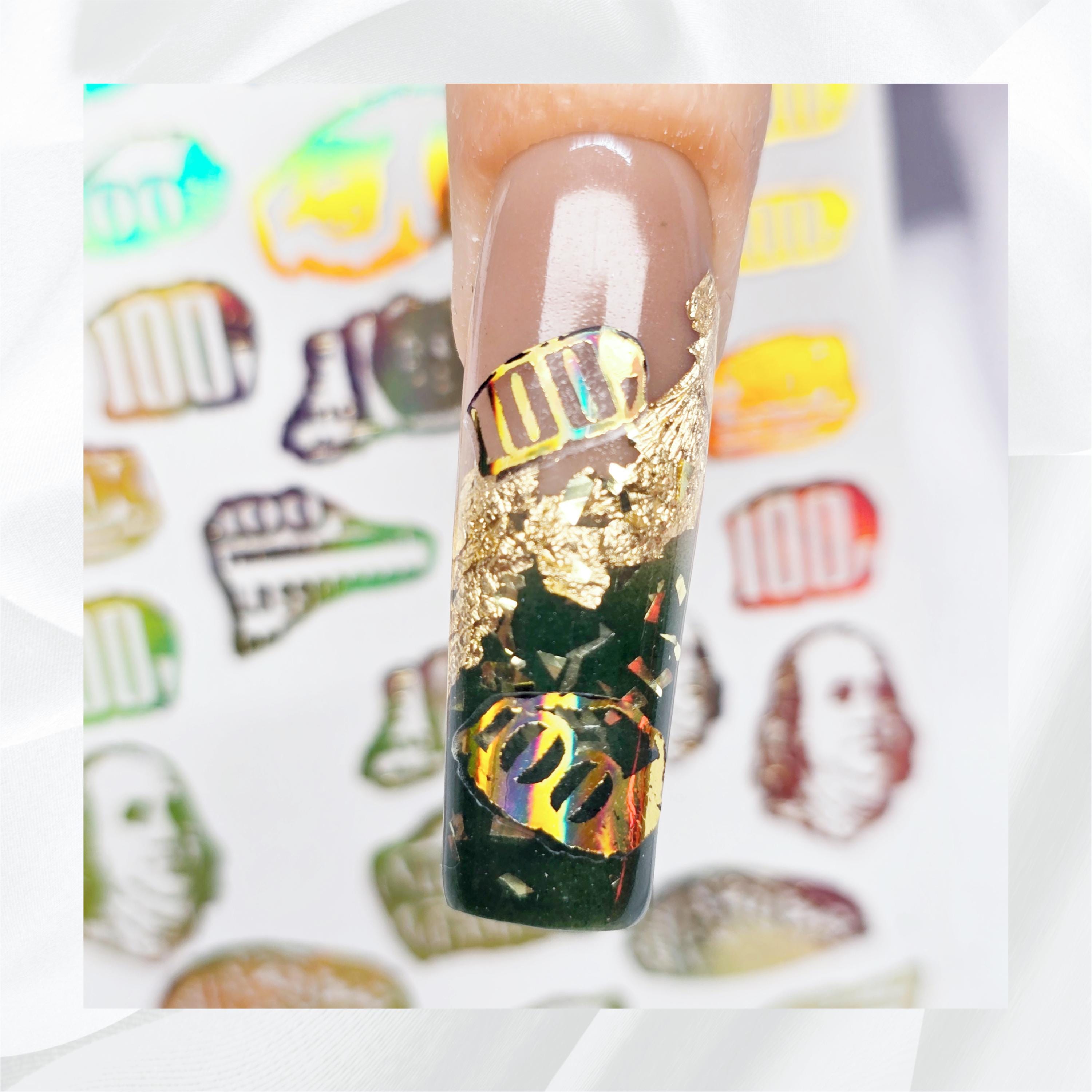 Money Pieces Foiled Nail Art Stickers | Multiple Color Options