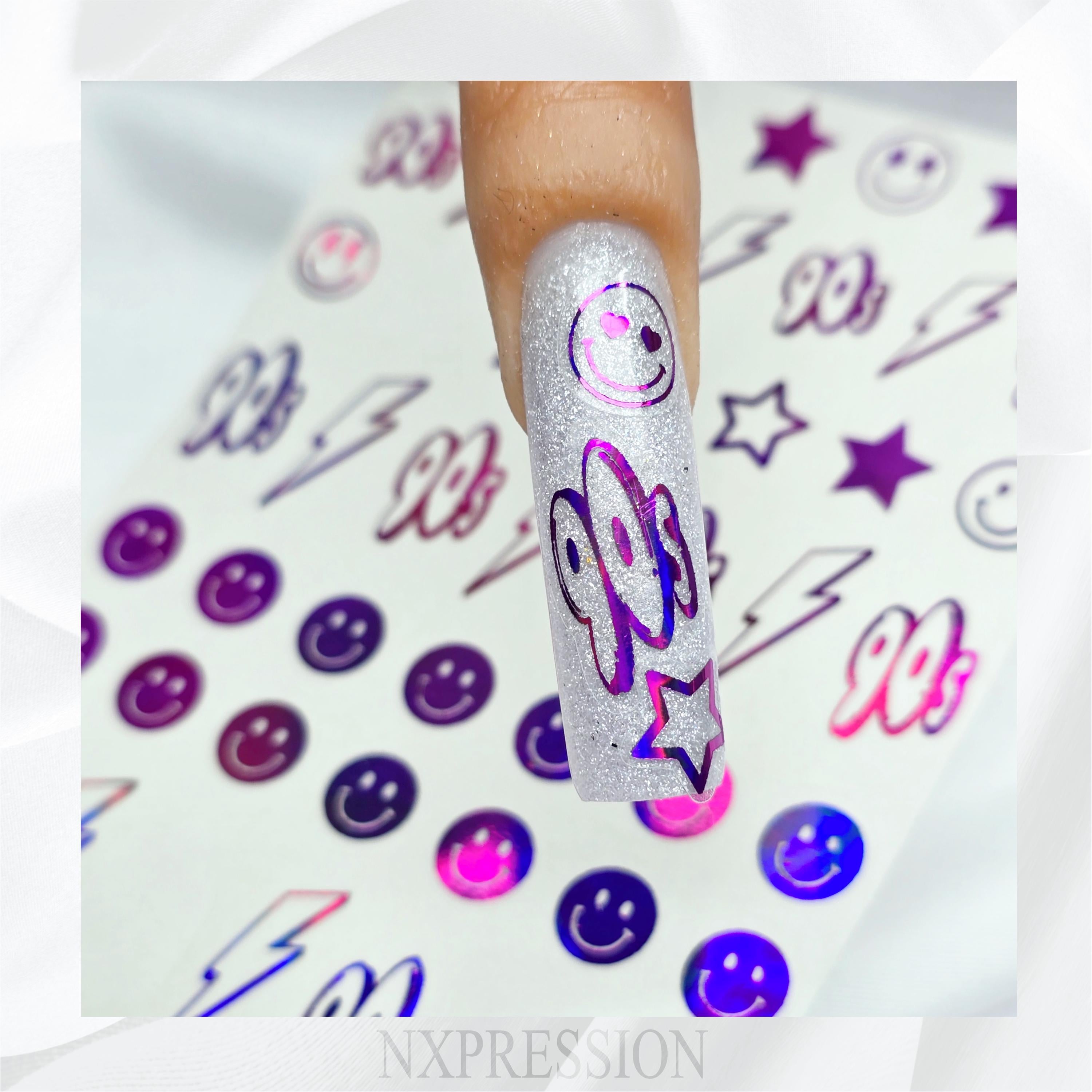 90s Vibe Foiled Nail Art Stickers | Multiple Color Options