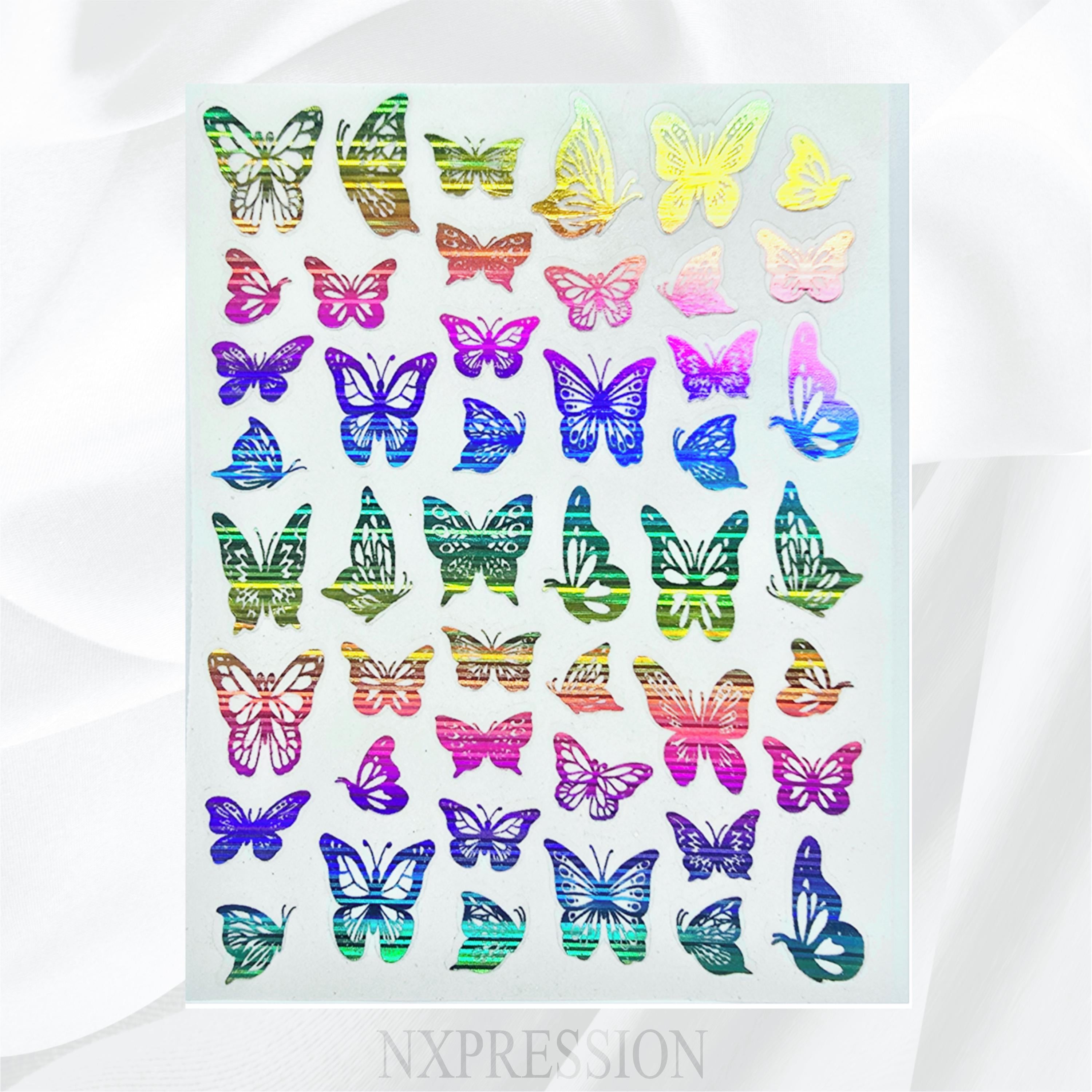 Butterflies Foiled Nail Art Stickers | Multiple Color Options