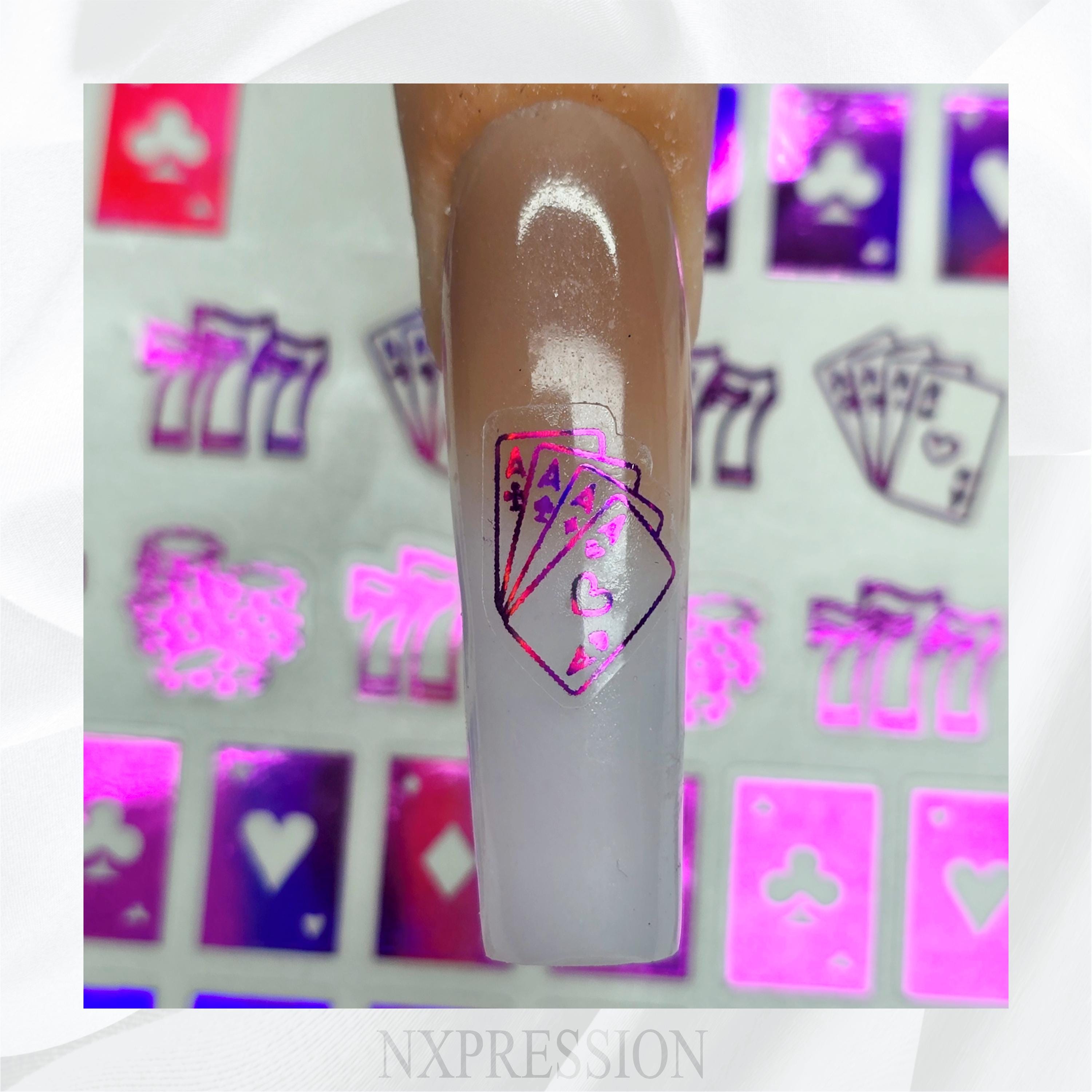 Poker Foiled Nail Art Stickers | Multiple Color Options