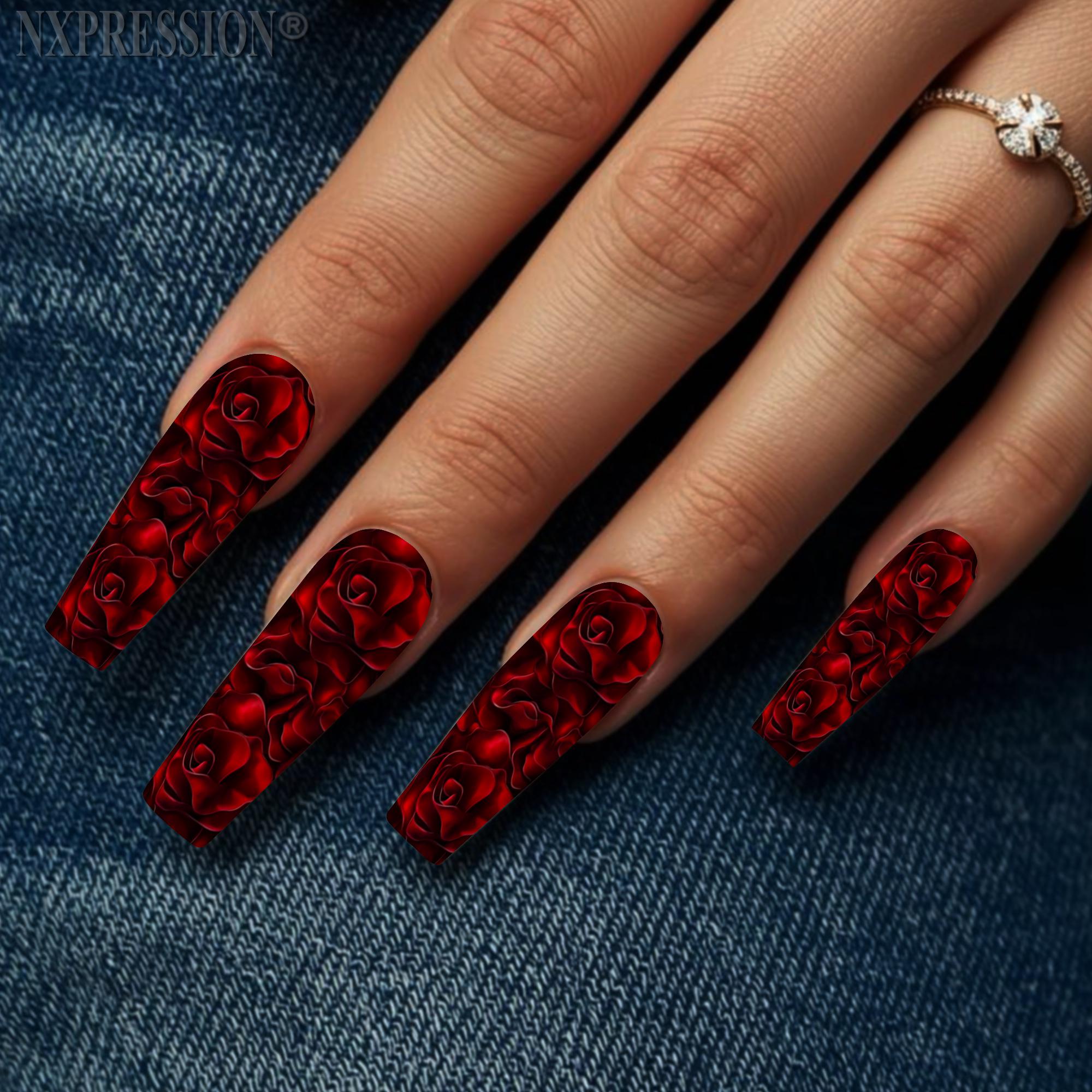 Abstract Satin Rosé Nail Wraps | Water Transfer Nail Decals