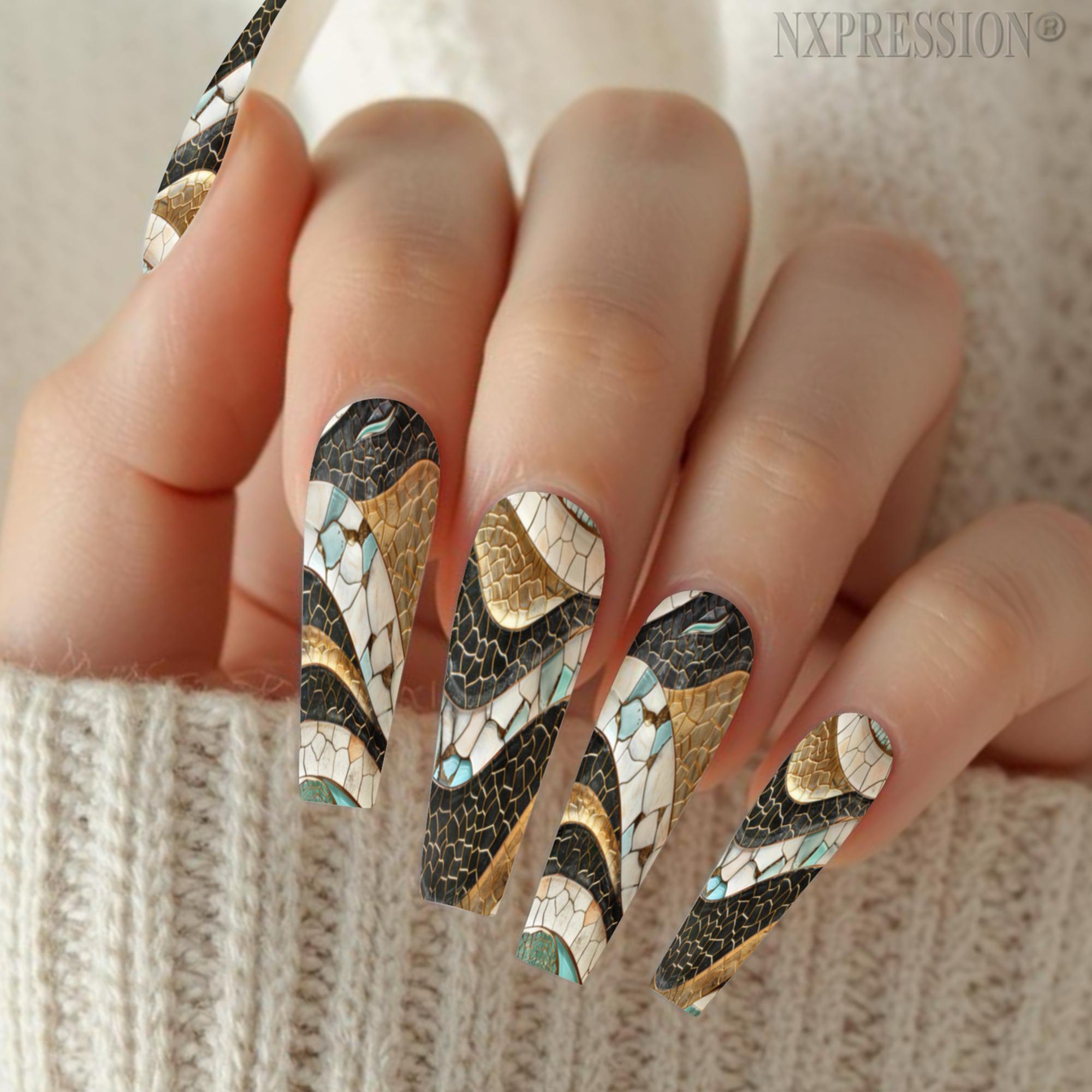 Abstract Mosaic Waves Nail Wraps | Water Transfer Nail Decals