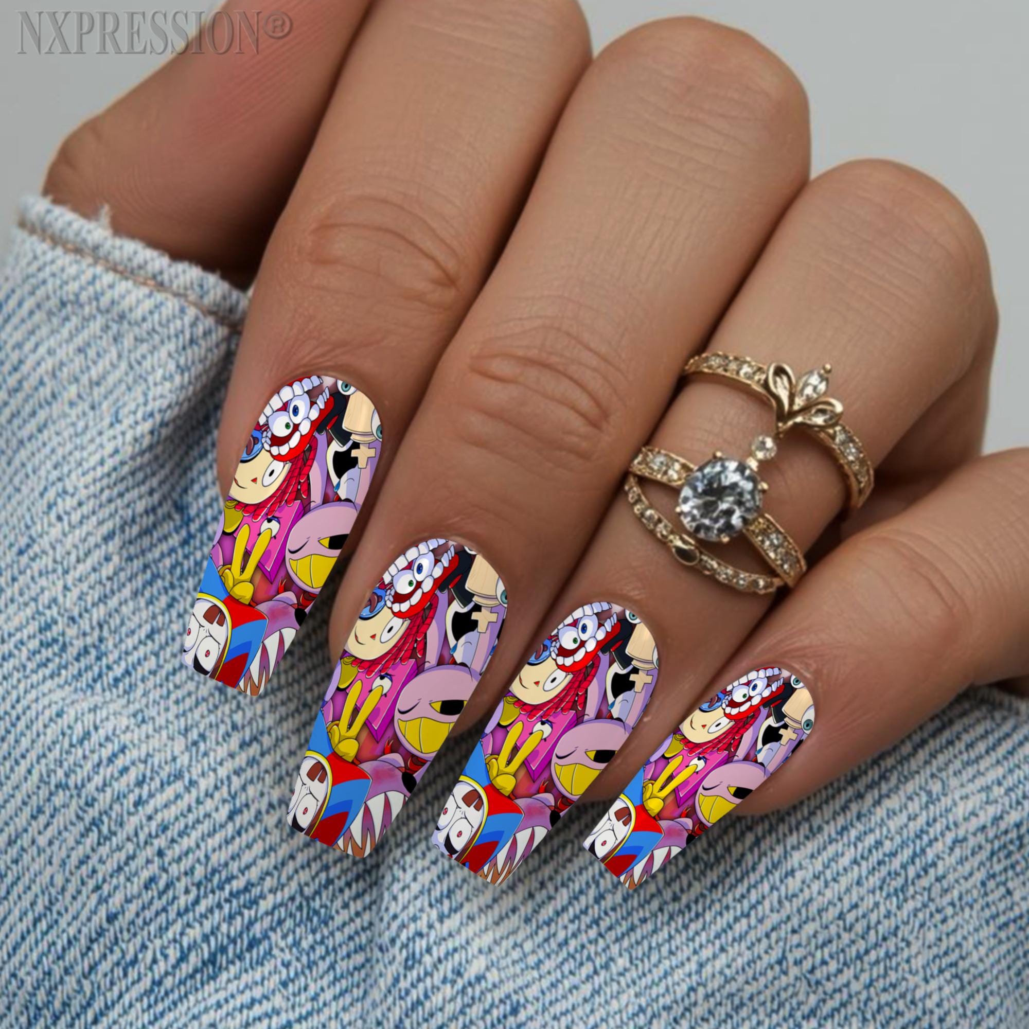 Amazing Digital Circus Nail Wraps | Water Transfer Nail Decals