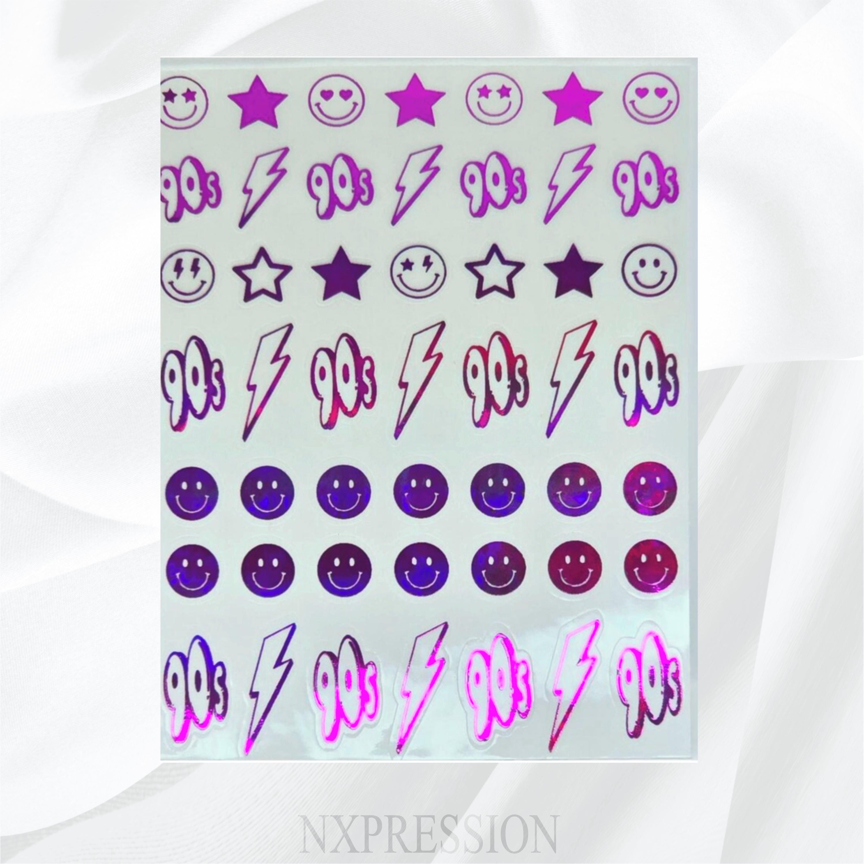 90s Vibe Foiled Nail Art Stickers | Multiple Color Options