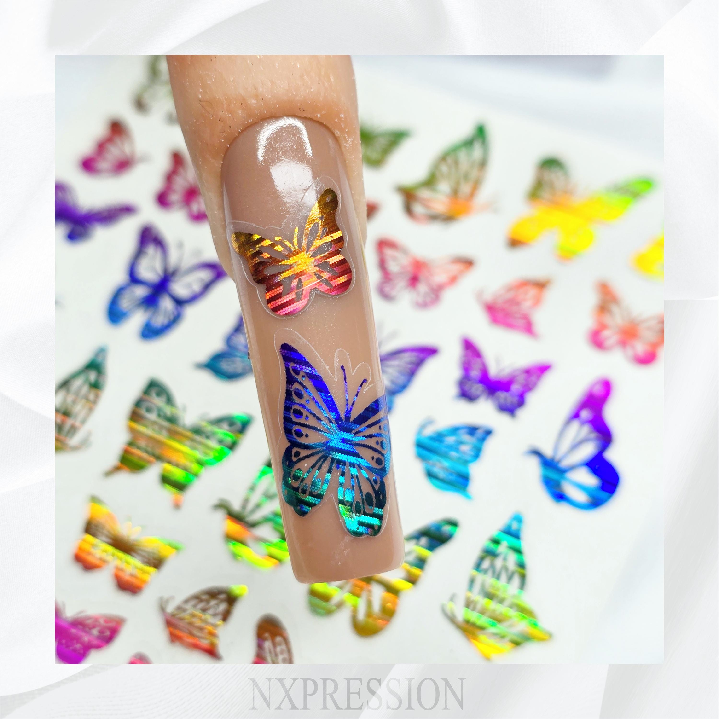 Butterflies Foiled Nail Art Stickers | Multiple Color Options