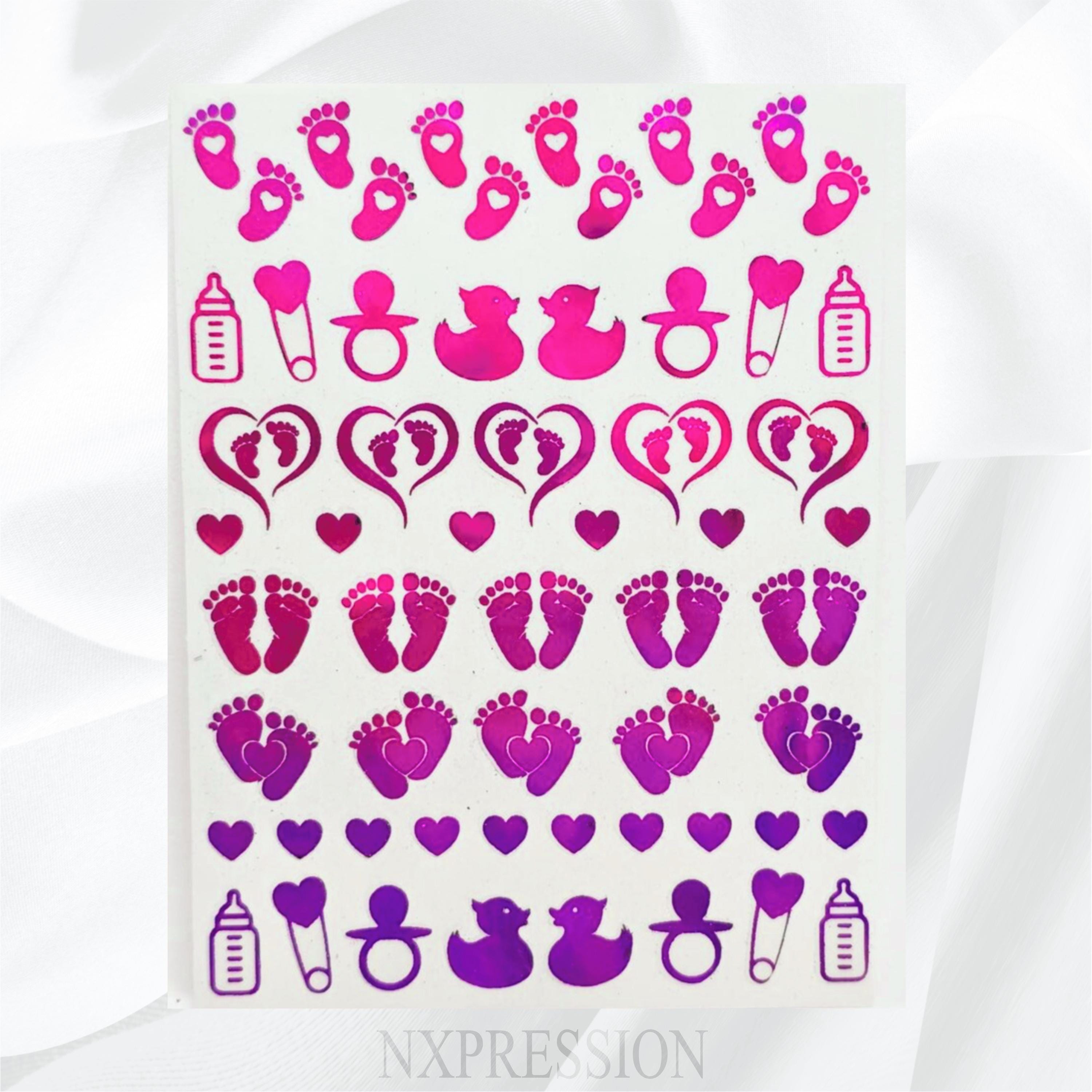 Baby Shower Foiled Nail Art Stickers | Multiple Color Options