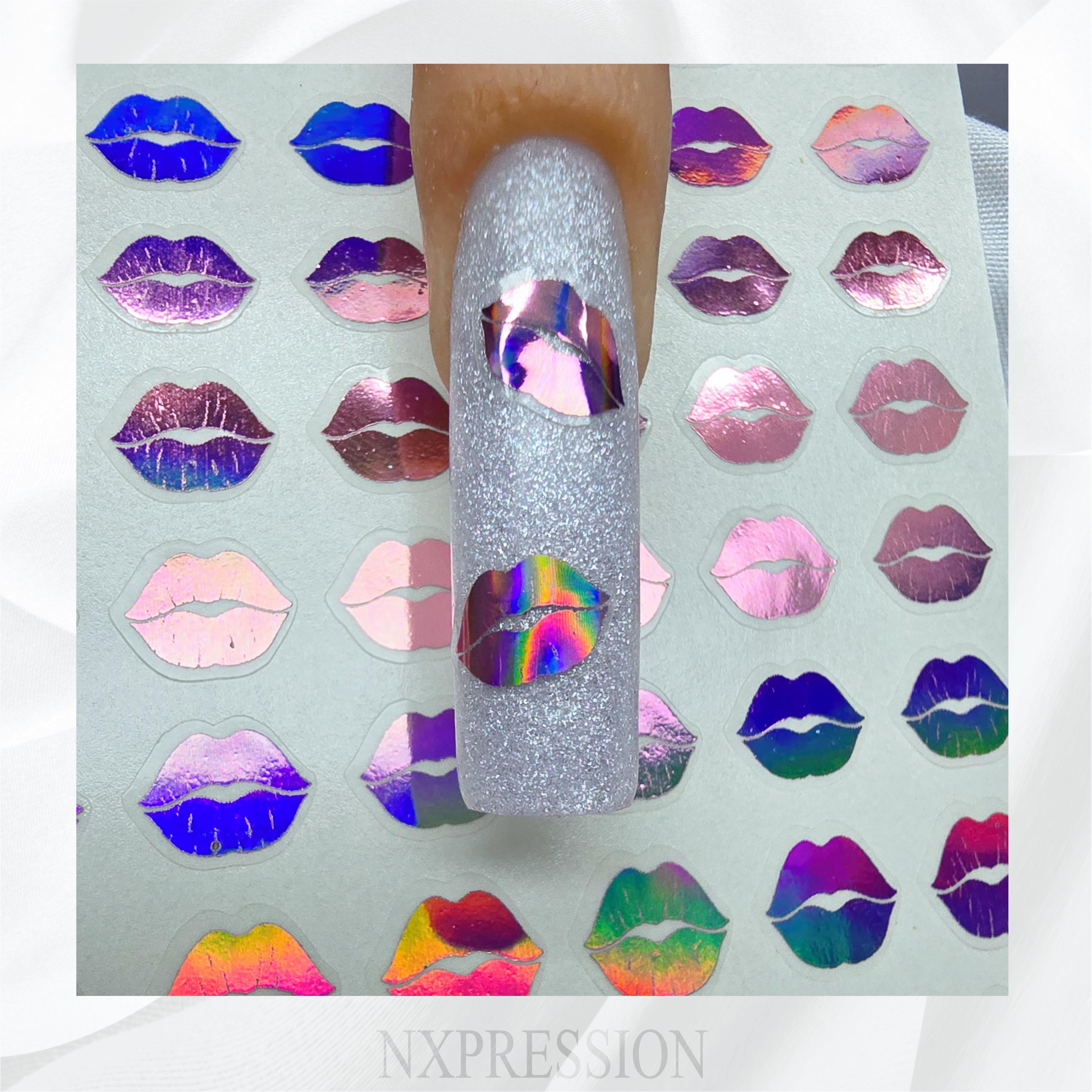 Lips Foiled Nail Art Stickers | Multiple Color Options