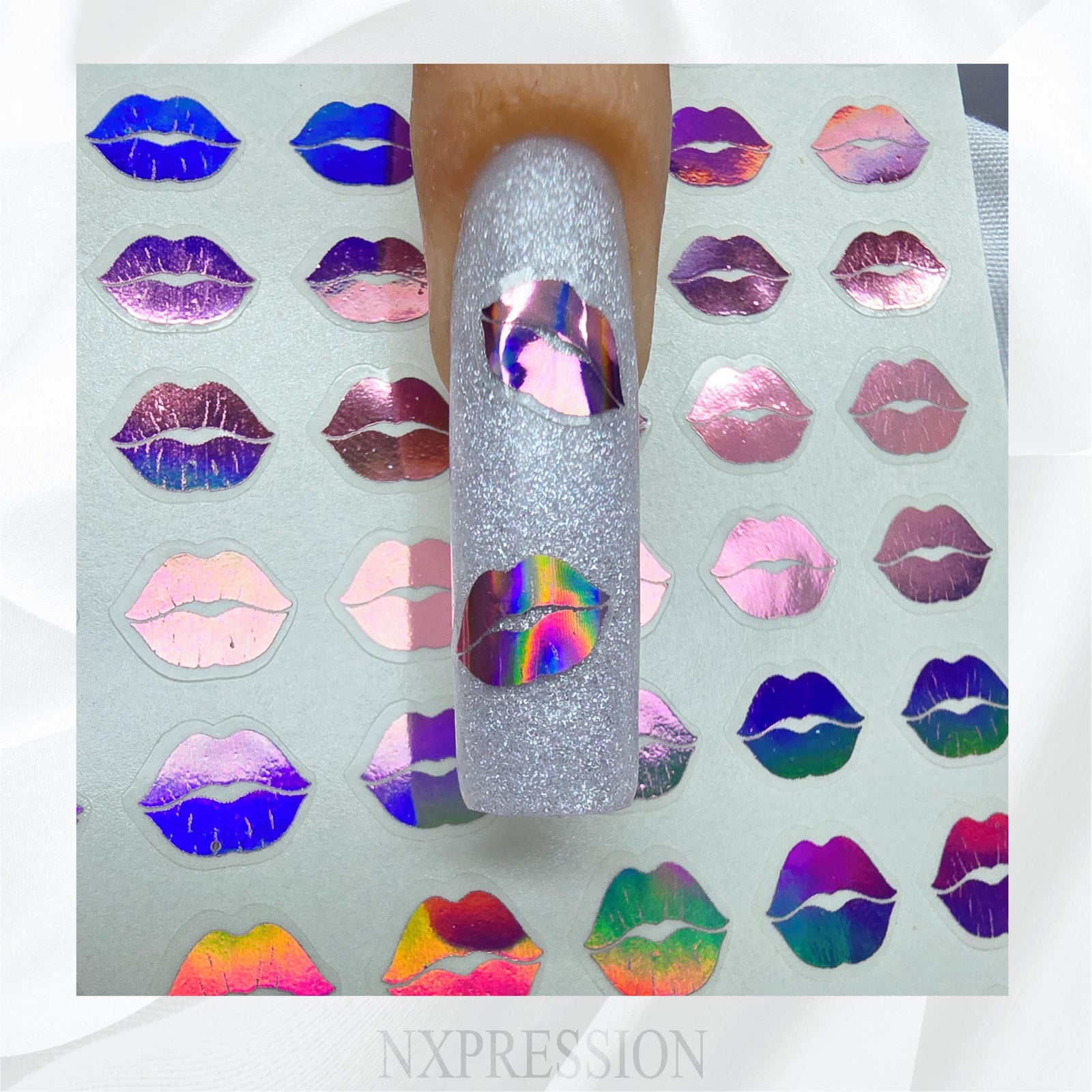 Lips Foiled Nail Art Stickers | Multiple Color Options