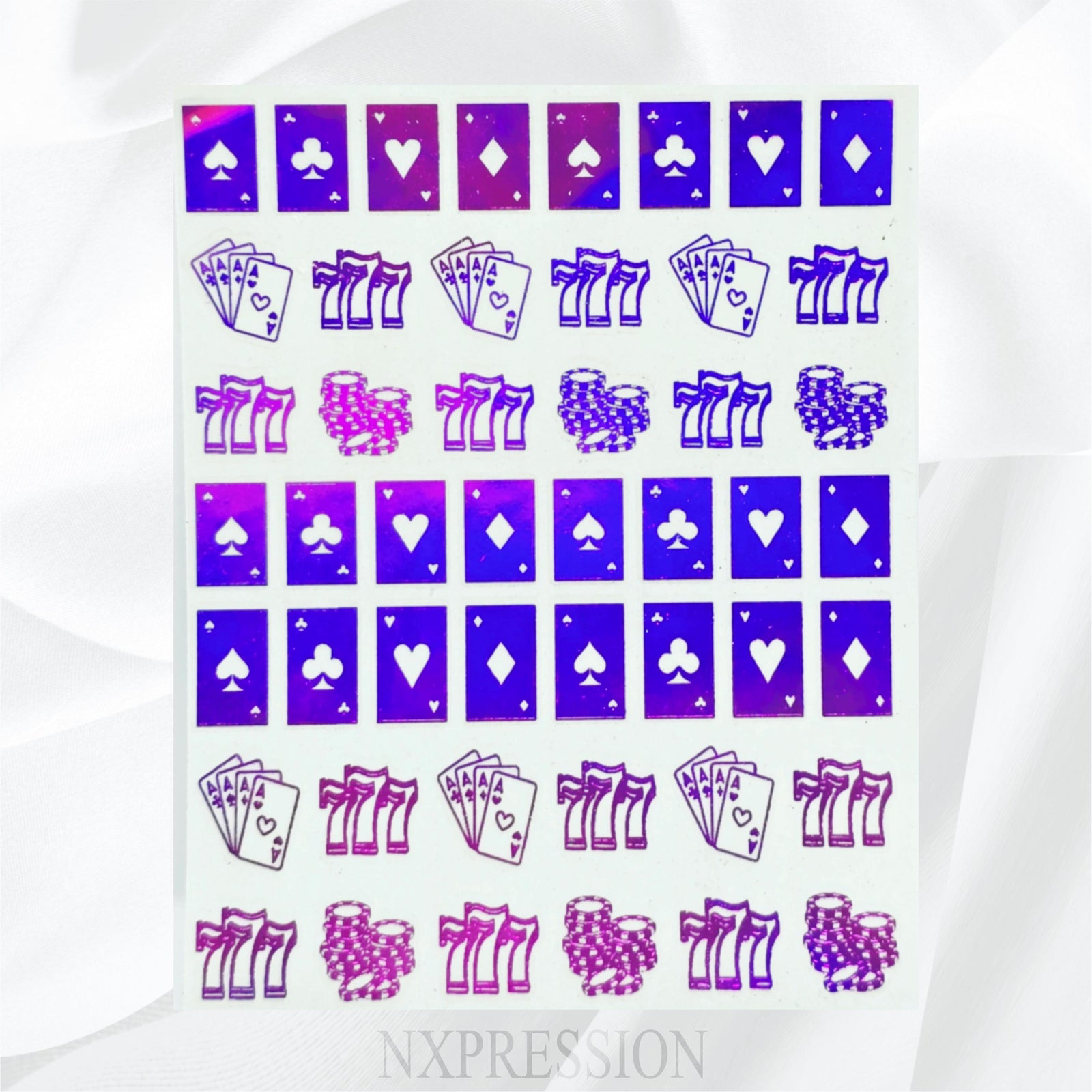 Poker Foiled Nail Art Stickers | Multiple Color Options