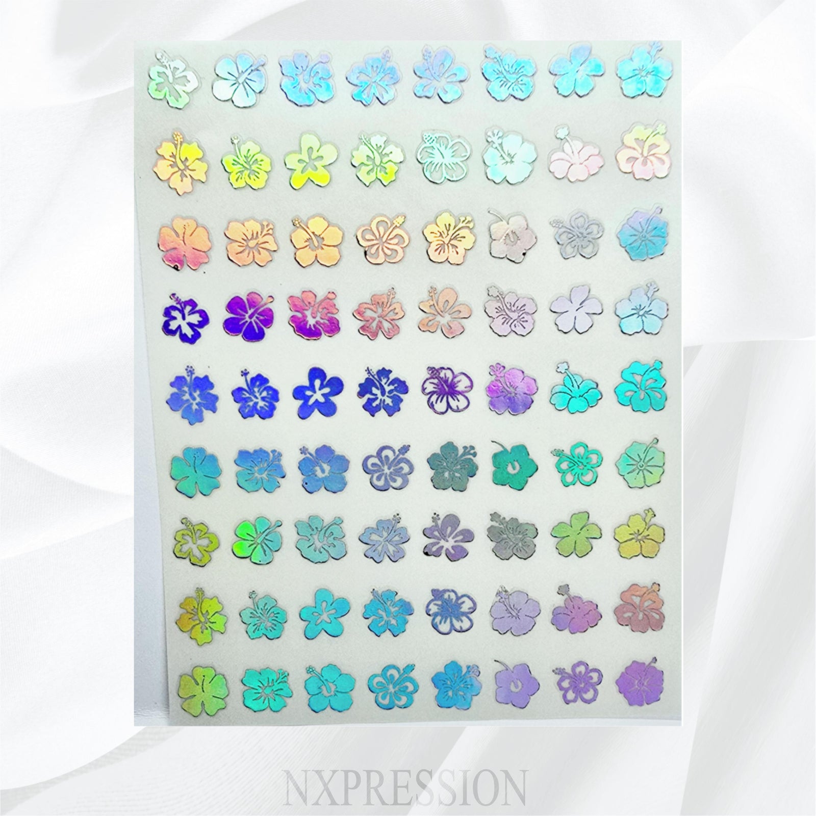 Tropical Flowers Foiled Nail Art Stickers | Multiple Color Options