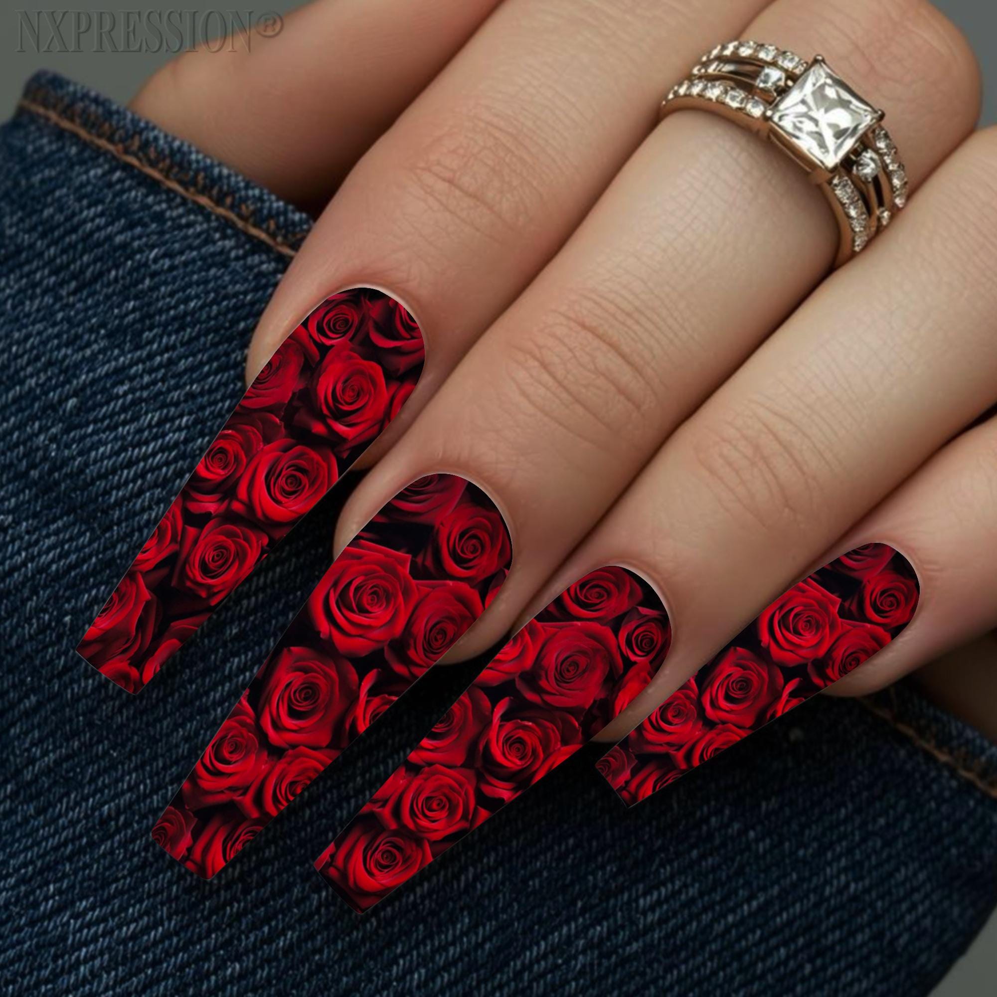 Red Rose Nail Wraps | Water Transfer Nail Decals