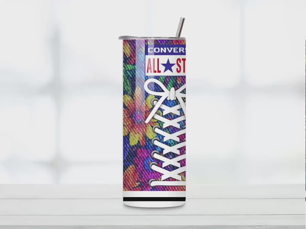 Floral Converse Tumbler : 20oz Sublimated Travel Cup